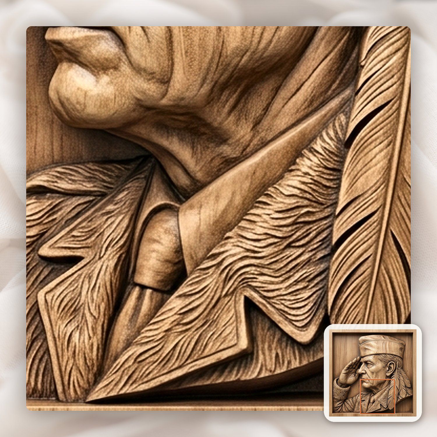 Native American Veteran Saluting CNC Relief STL bas-relief STL — view 12
