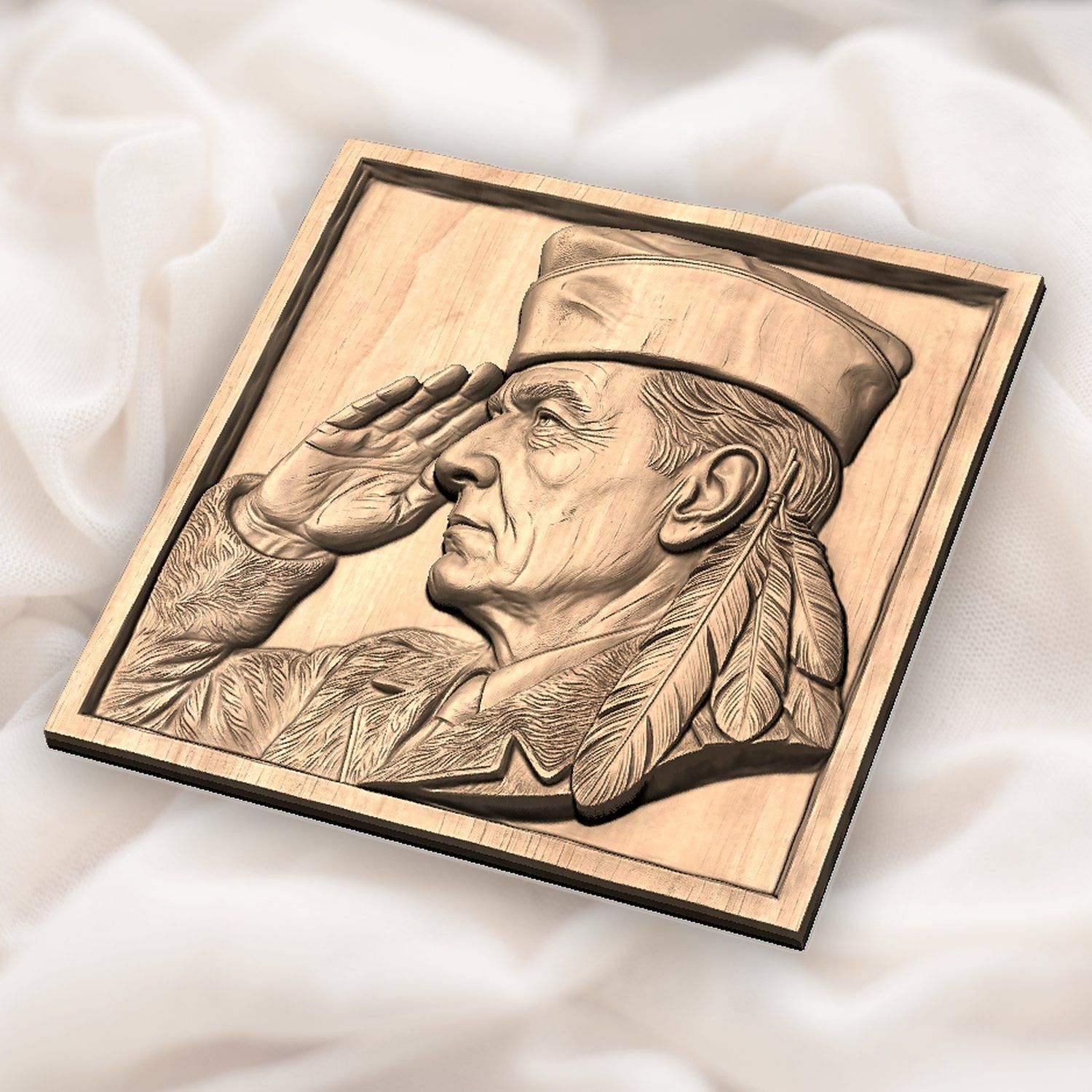 Native American Veteran Saluting CNC Relief STL bas-relief STL — view 5