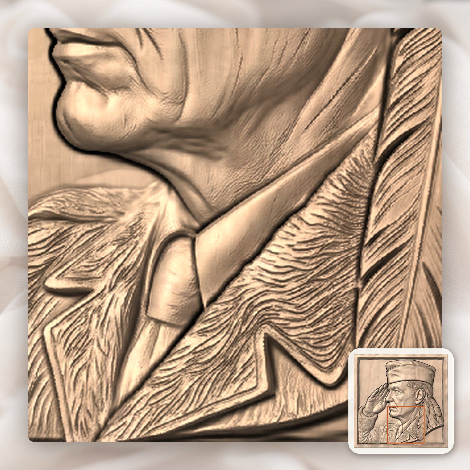 Native American Veteran Saluting CNC Relief STL bas-relief STL — view 7