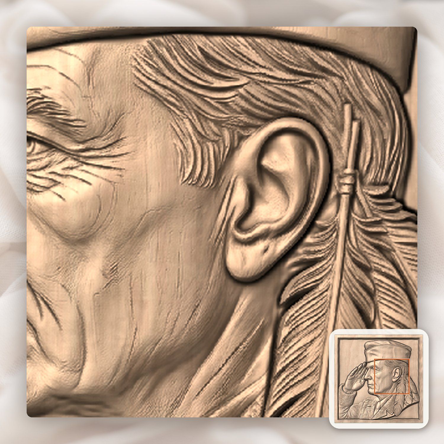 Native American Veteran Saluting CNC Relief STL bas-relief STL — view 8