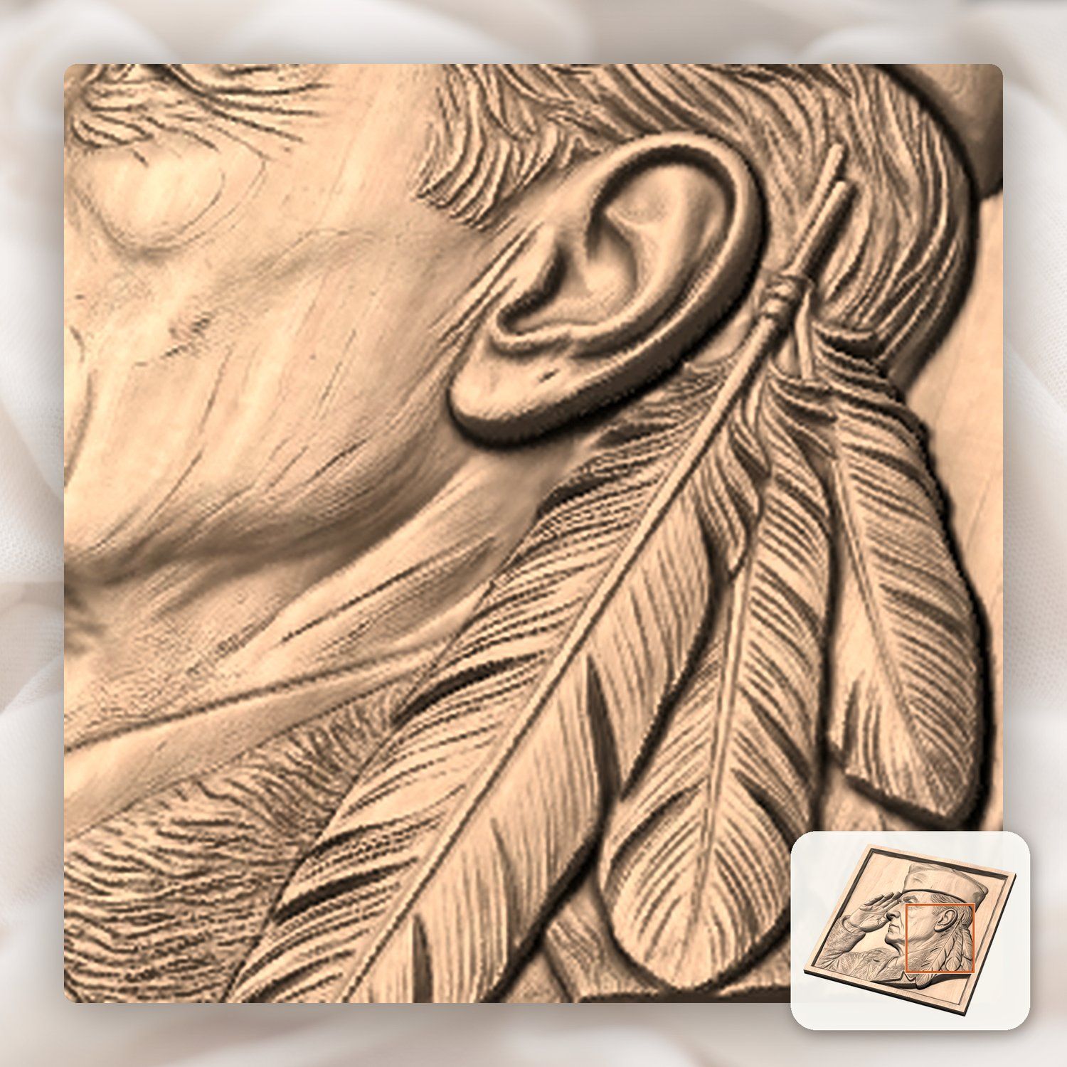 Native American Veteran Saluting CNC Relief STL bas-relief STL — view 9