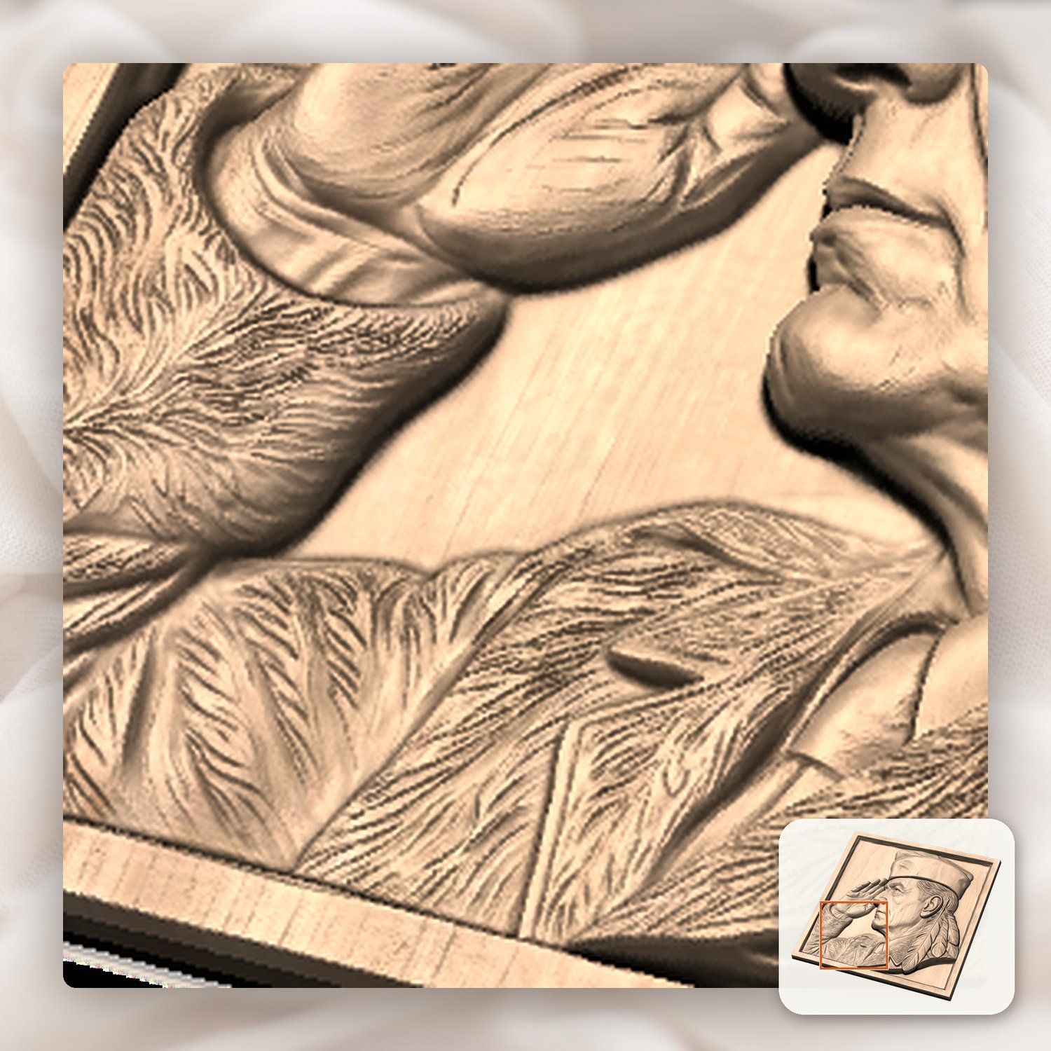 Native American Veteran Saluting CNC Relief STL bas-relief STL — view 10