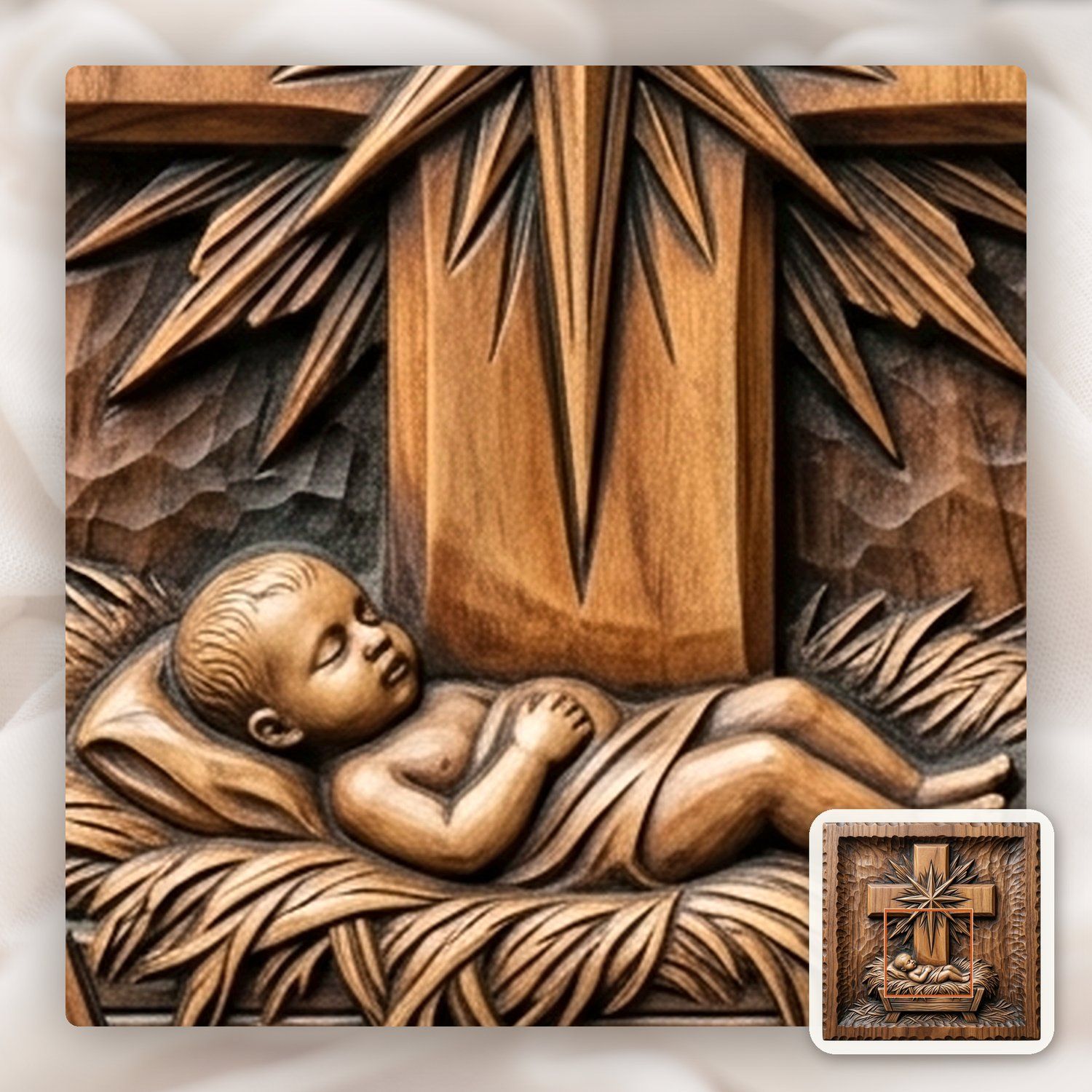 Nativity Baby Jesus Cross CNC Relief STL bas-relief STL — view 11
