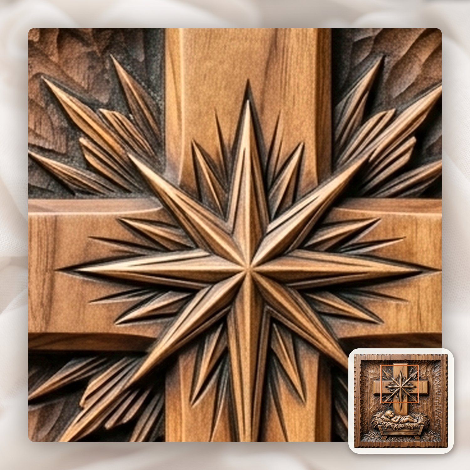 Nativity Baby Jesus Cross CNC Relief STL bas-relief STL — view 13