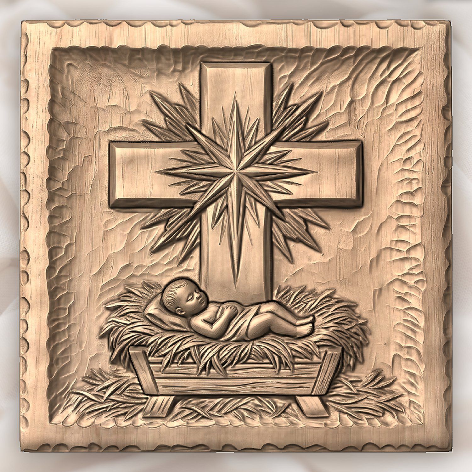 Nativity Baby Jesus Cross CNC Relief STL bas-relief STL — view 5