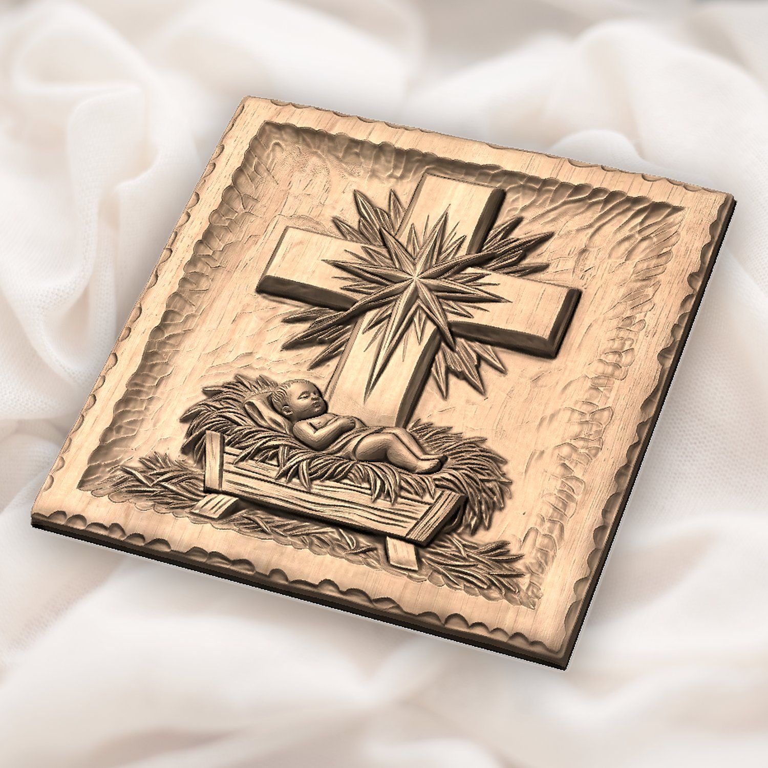 Nativity Baby Jesus Cross CNC Relief STL bas-relief STL — view 4
