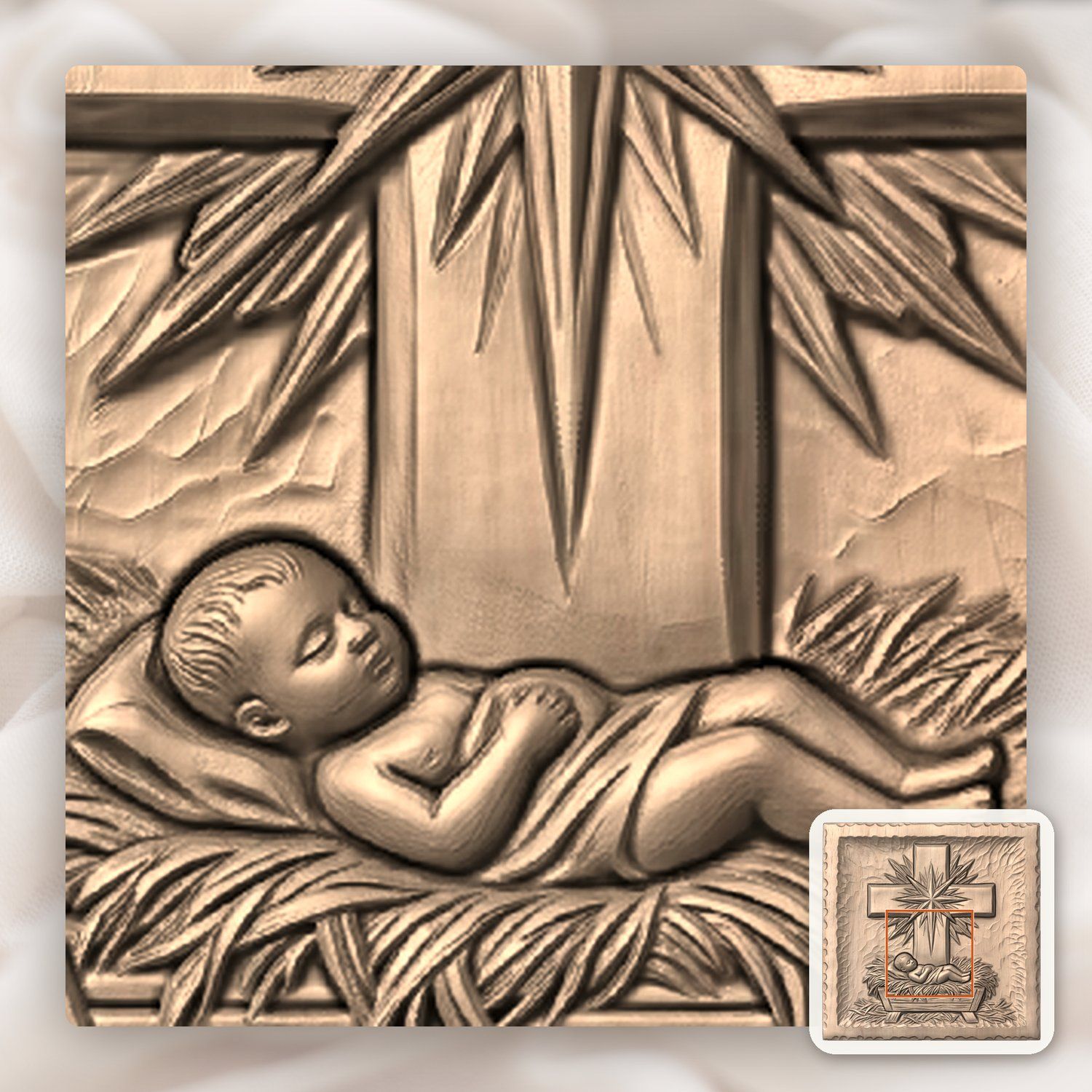 Nativity Baby Jesus Cross CNC Relief STL bas-relief STL — view 7