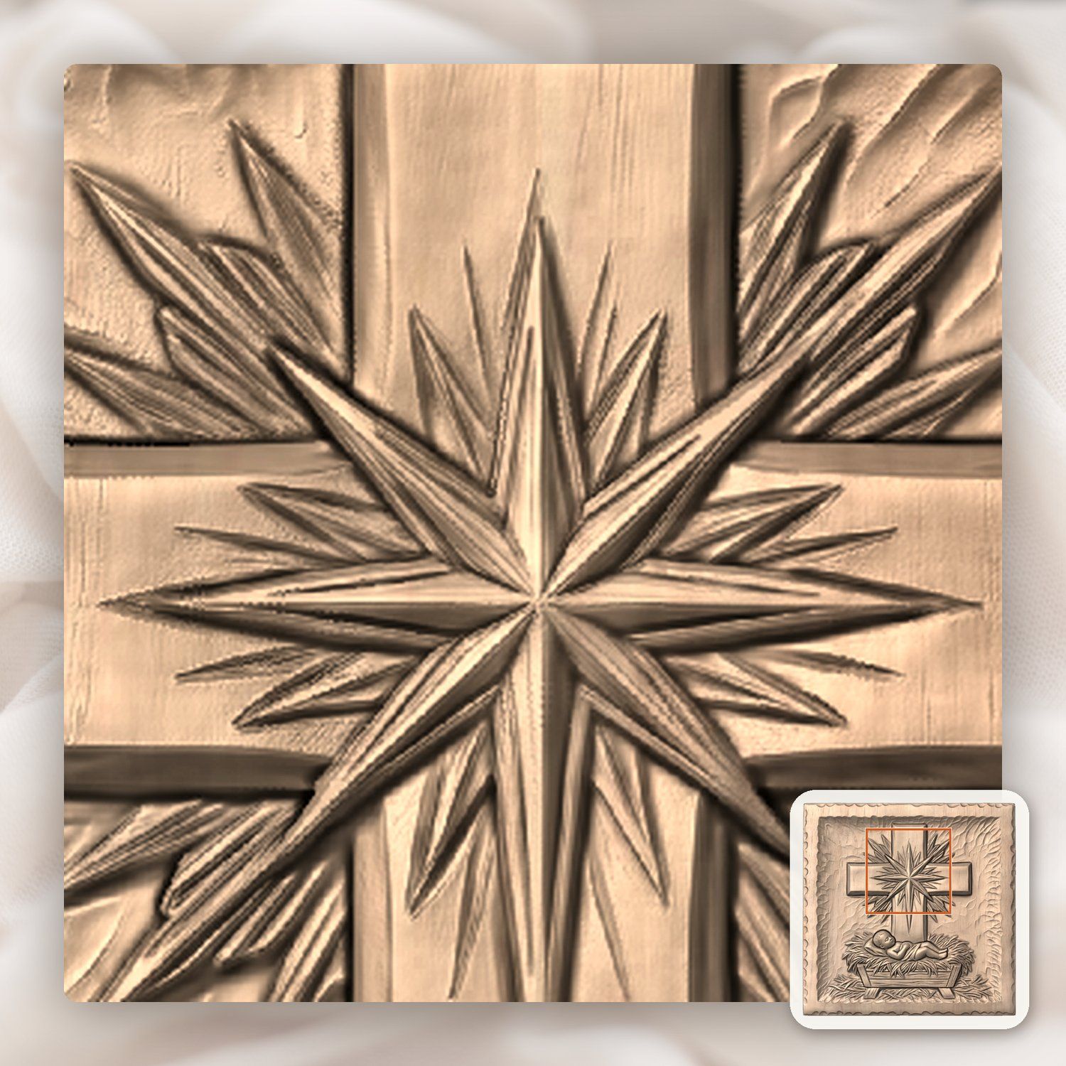 Nativity Baby Jesus Cross CNC Relief STL bas-relief STL — view 8