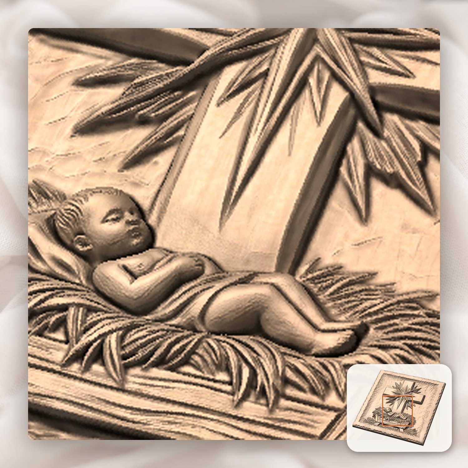 Nativity Baby Jesus Cross CNC Relief STL bas-relief STL — view 9
