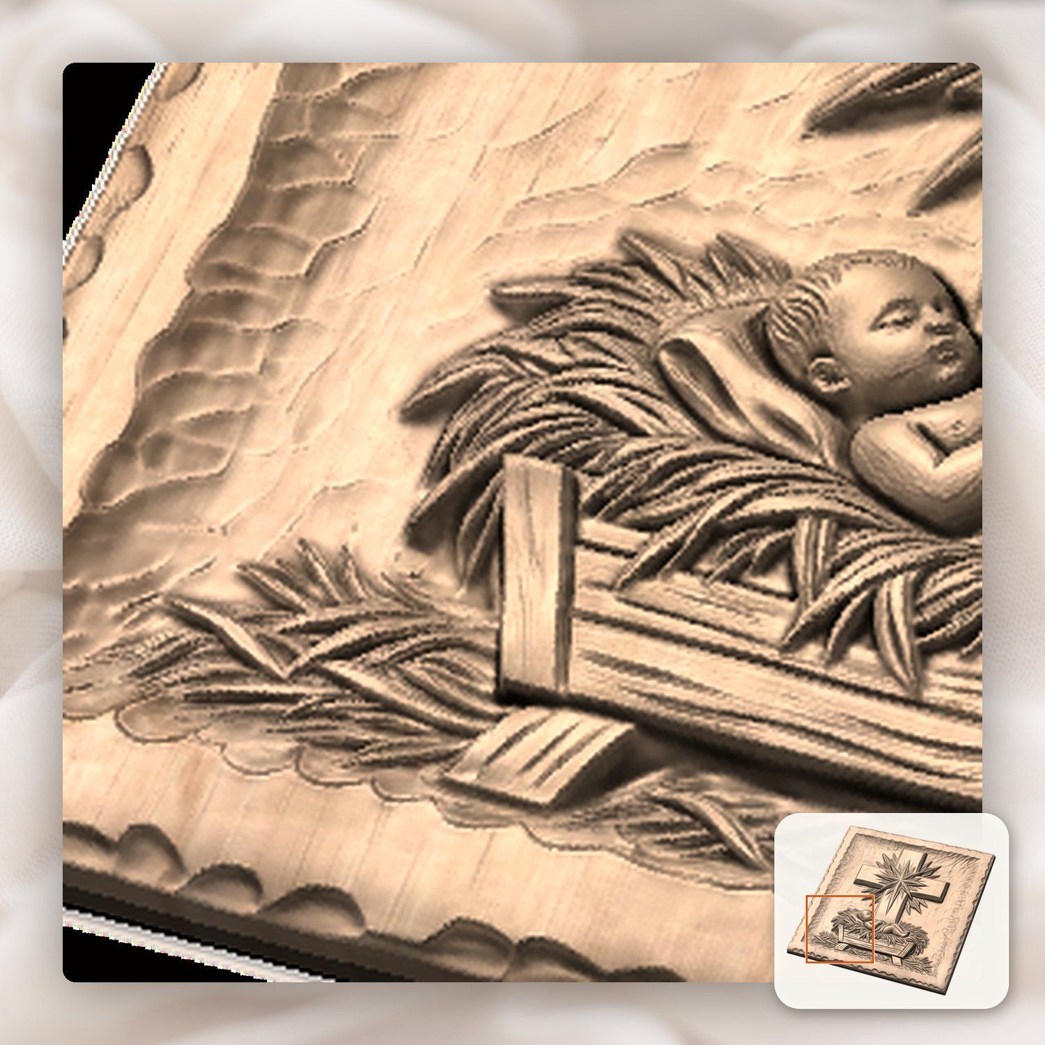 Nativity Baby Jesus Cross CNC Relief STL bas-relief STL — view 10