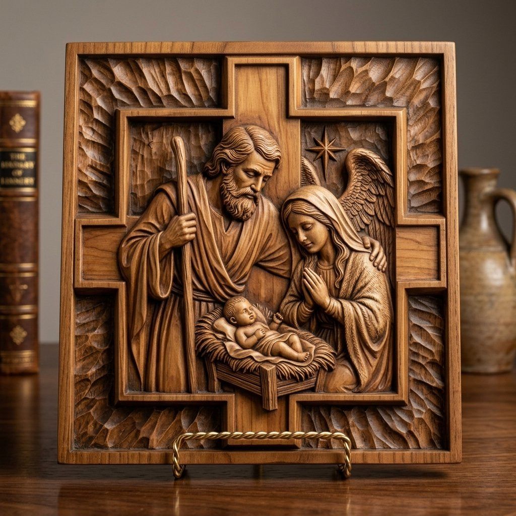 Nativity Holy Family CNC Relief STL bas-relief STL — view 3