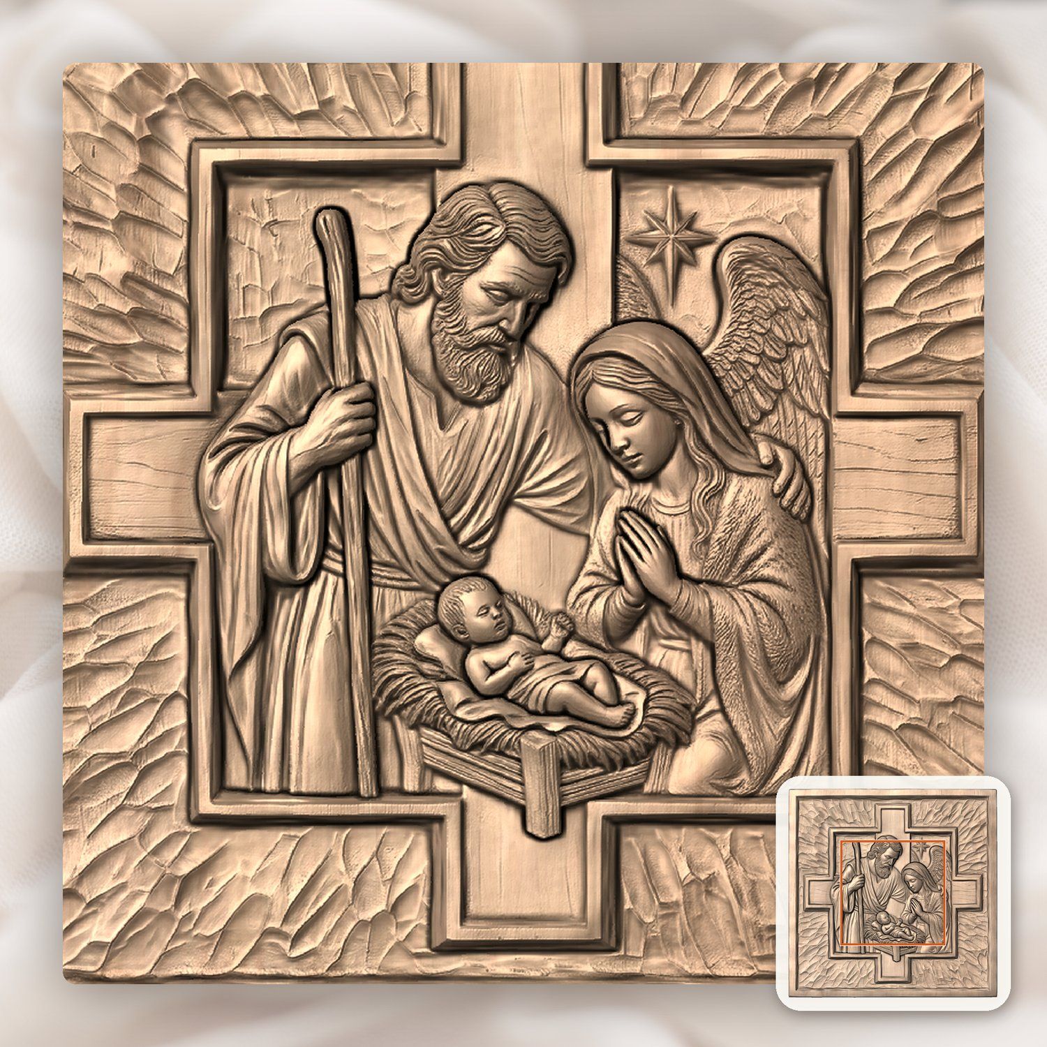 Nativity Holy Family CNC Relief STL bas-relief STL — view 6