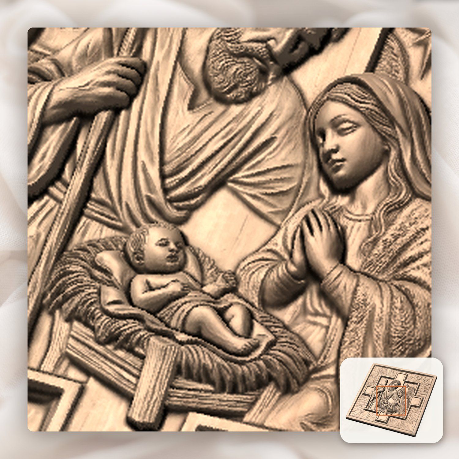 Nativity Holy Family CNC Relief STL bas-relief STL — view 9