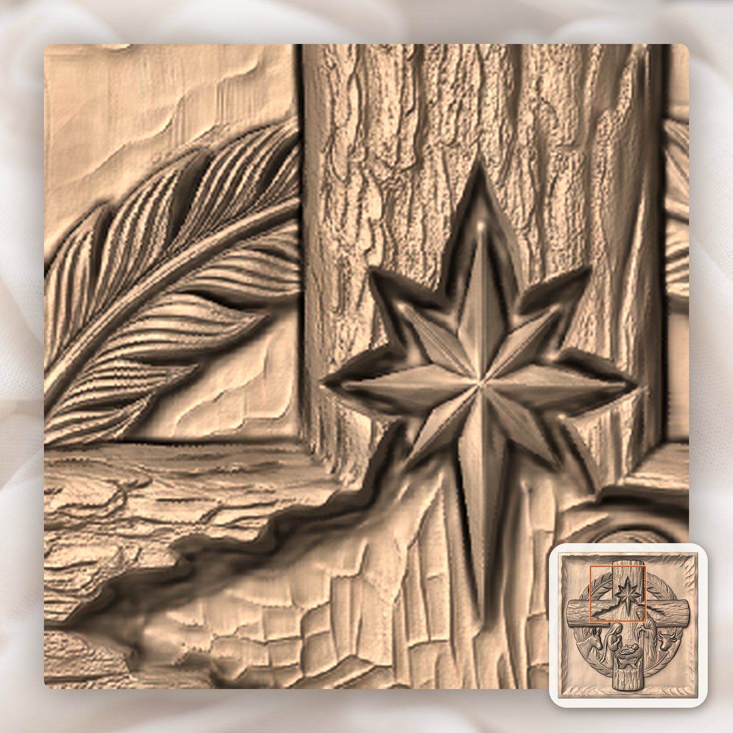 Nativity Holy Family Wood Cross CNC Relief STL bas-relief STL — view 8