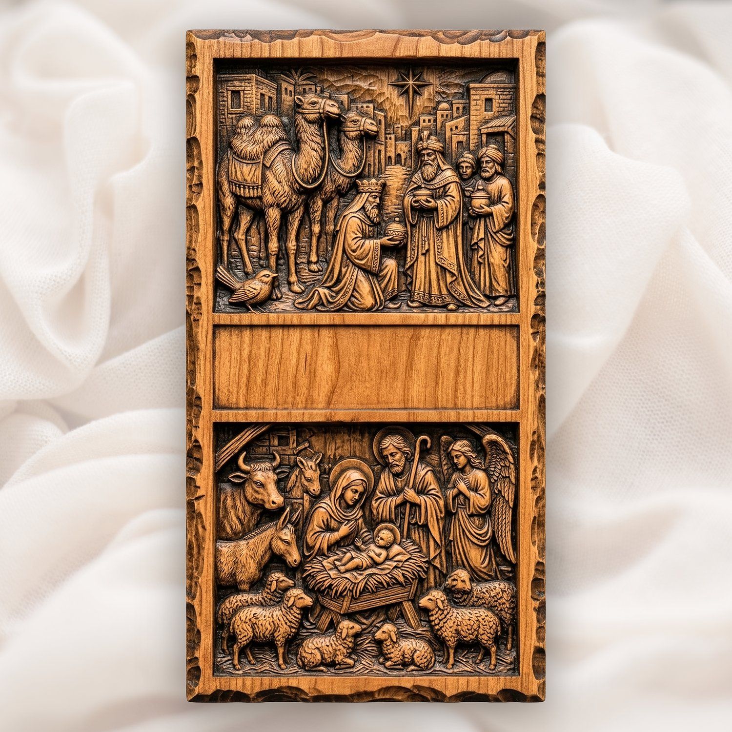 Nativity Three Wise Men Doorbell Backing Plate CNC Relief STL bas-relief STL — view 2