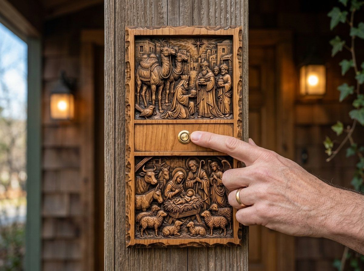 Nativity Three Wise Men Doorbell Backing Plate CNC Relief STL bas-relief STL design