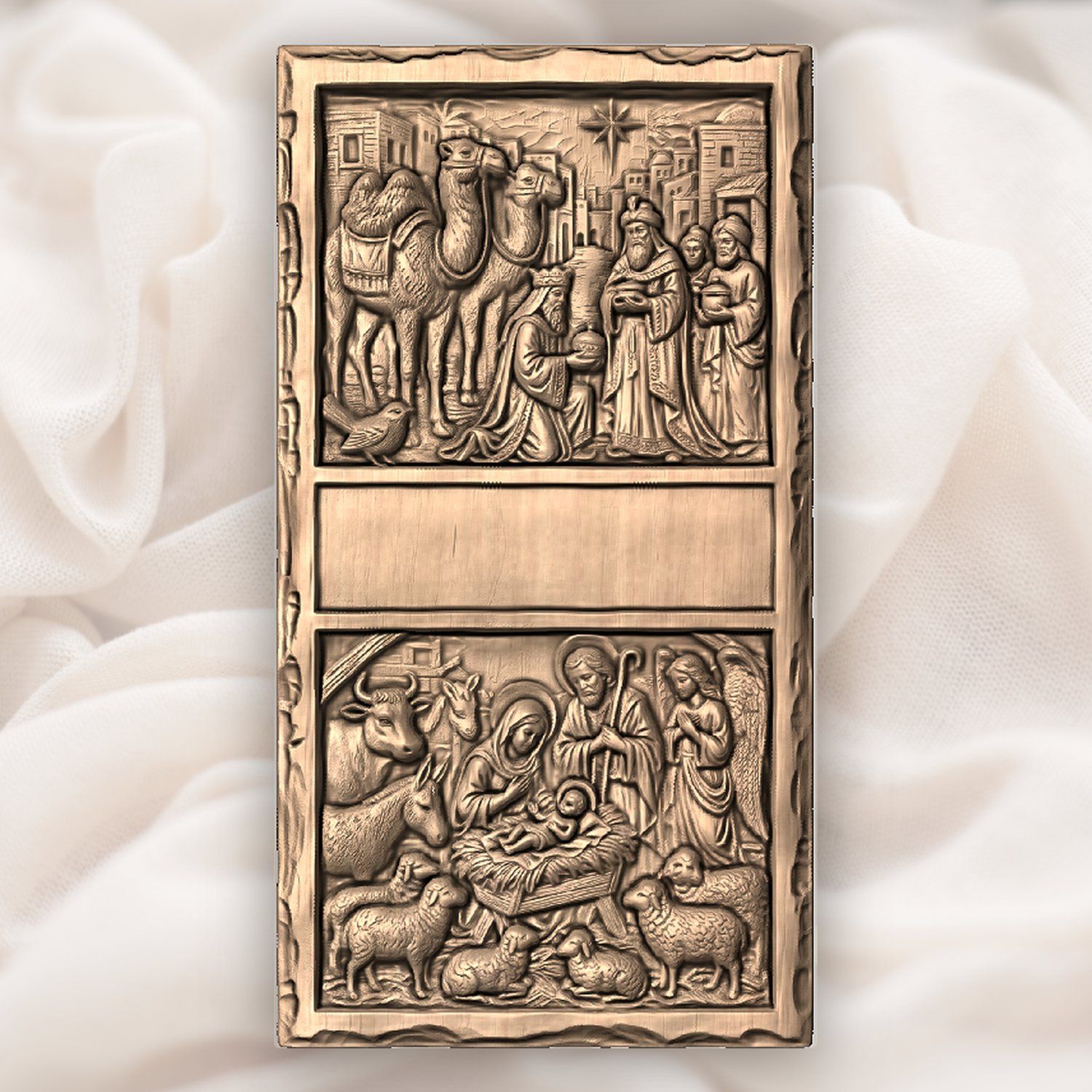 Nativity Three Wise Men Doorbell Backing Plate CNC Relief STL bas-relief STL — view 6