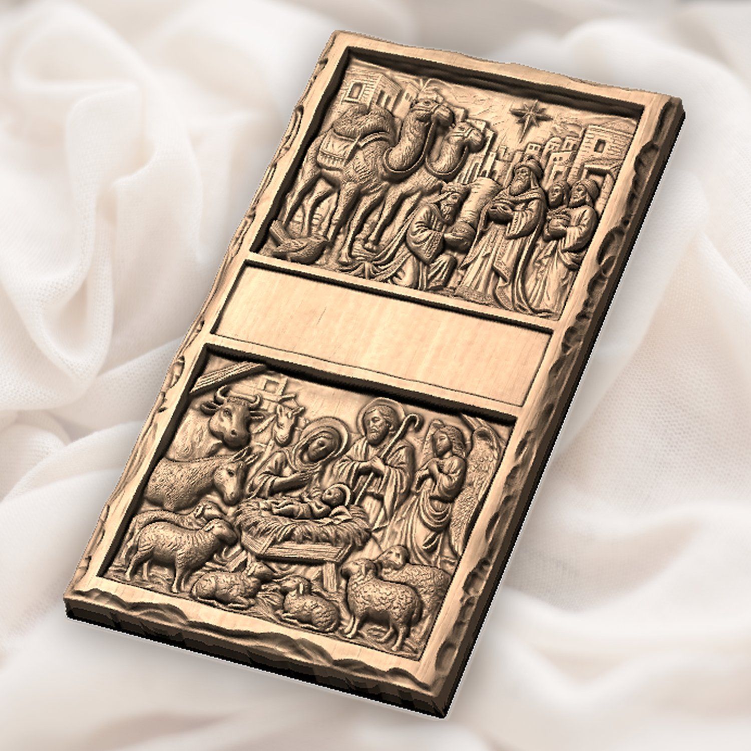 Nativity Three Wise Men Doorbell Backing Plate CNC Relief STL bas-relief STL — view 7