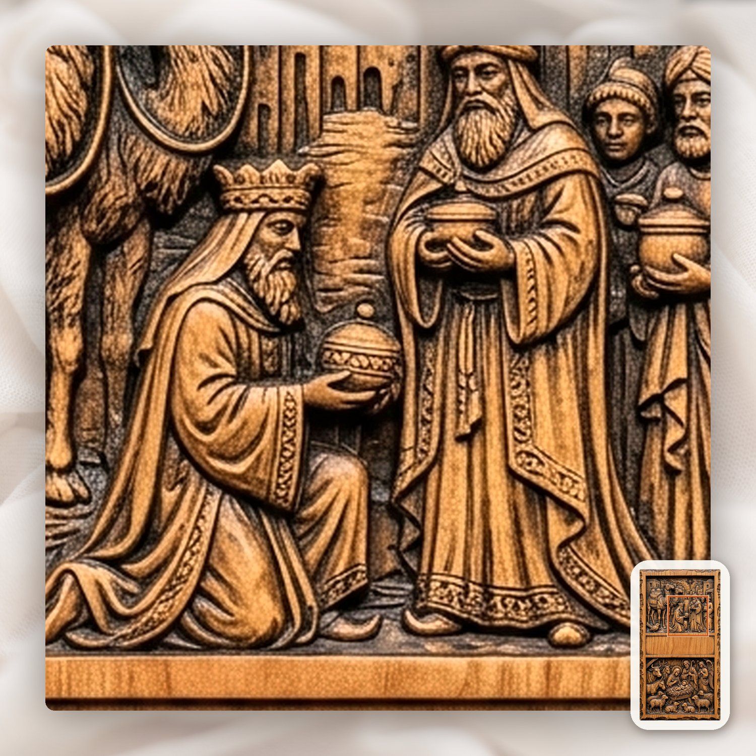 Nativity Three Wise Men Doorbell Backing Plate CNC Relief STL bas-relief STL — view 8
