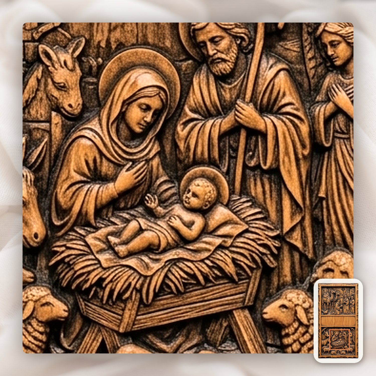 Nativity Three Wise Men Doorbell Backing Plate CNC Relief STL bas-relief STL — view 9