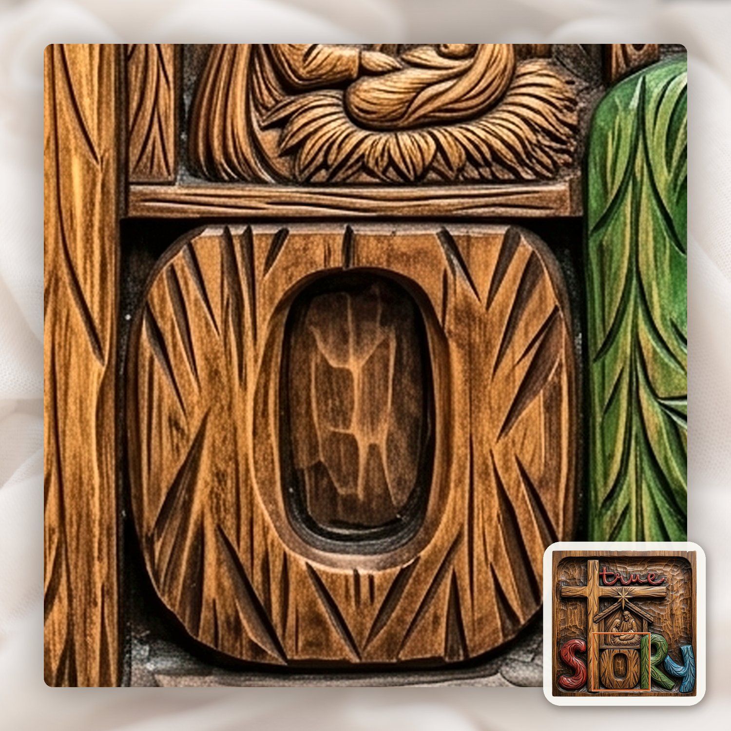 Nativity True Story Cross CNC Relief STL bas-relief STL — view 12