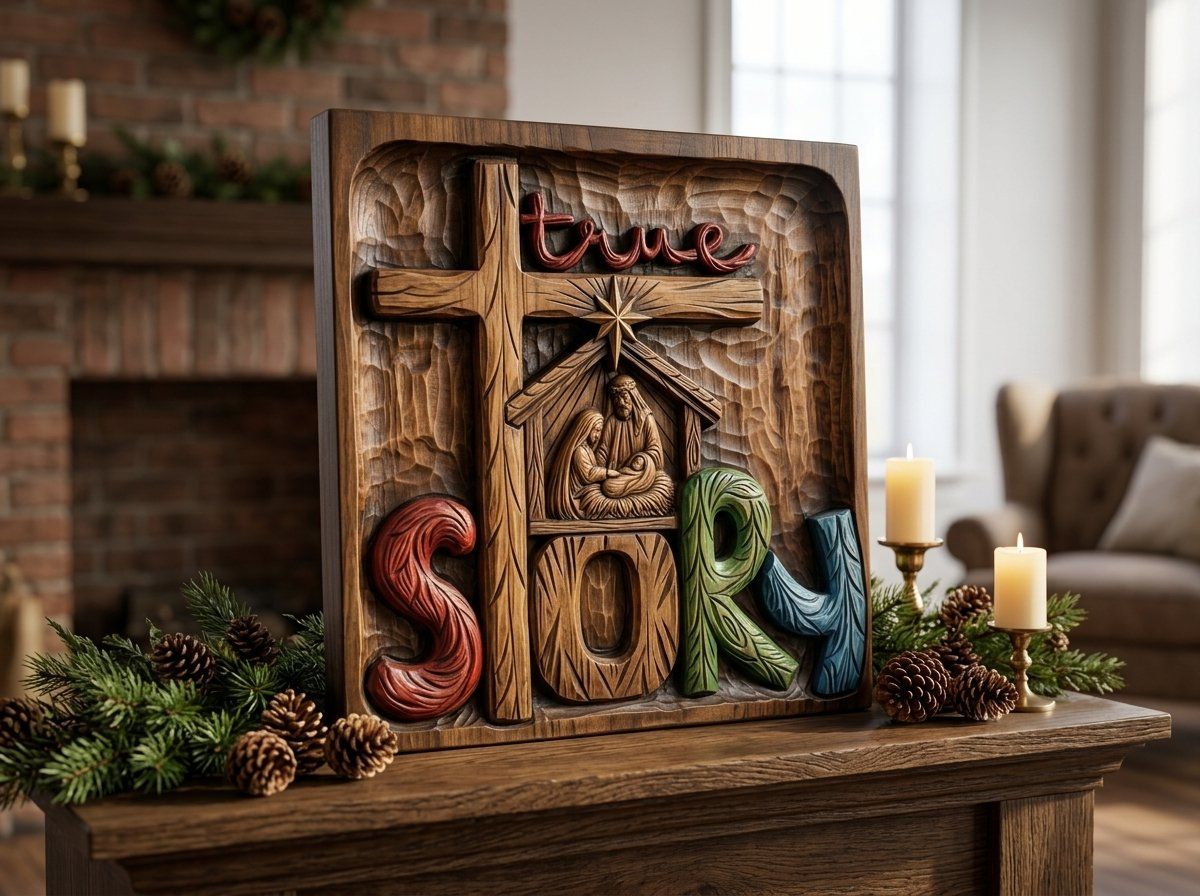 Nativity True Story Cross CNC Relief STL bas-relief STL — view 13