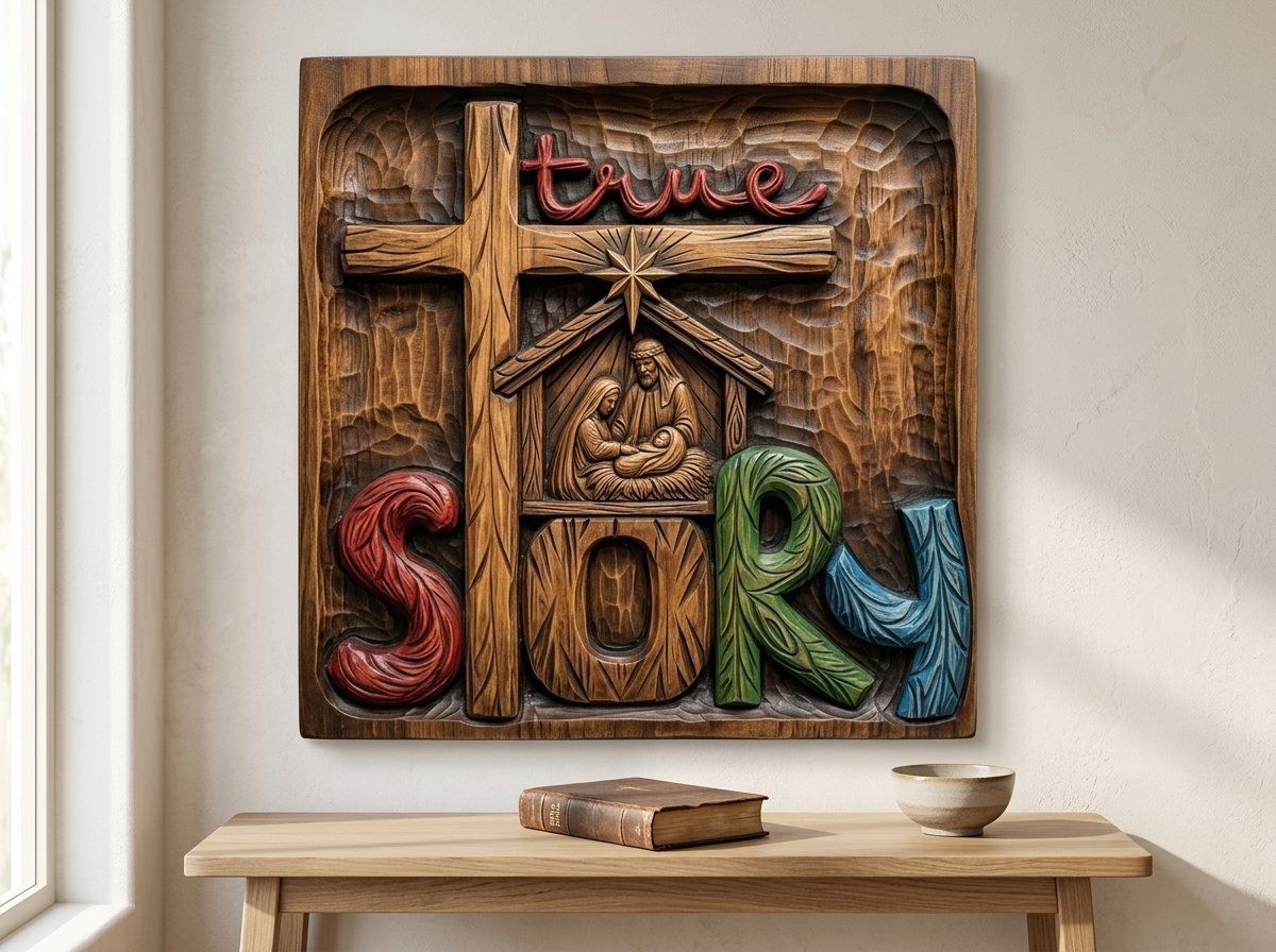 Nativity True Story Cross CNC Relief STL bas-relief STL — view 14