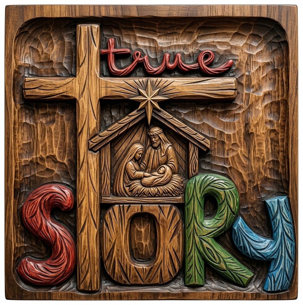 Nativity True Story Cross CNC Relief STL bas-relief STL — view 4