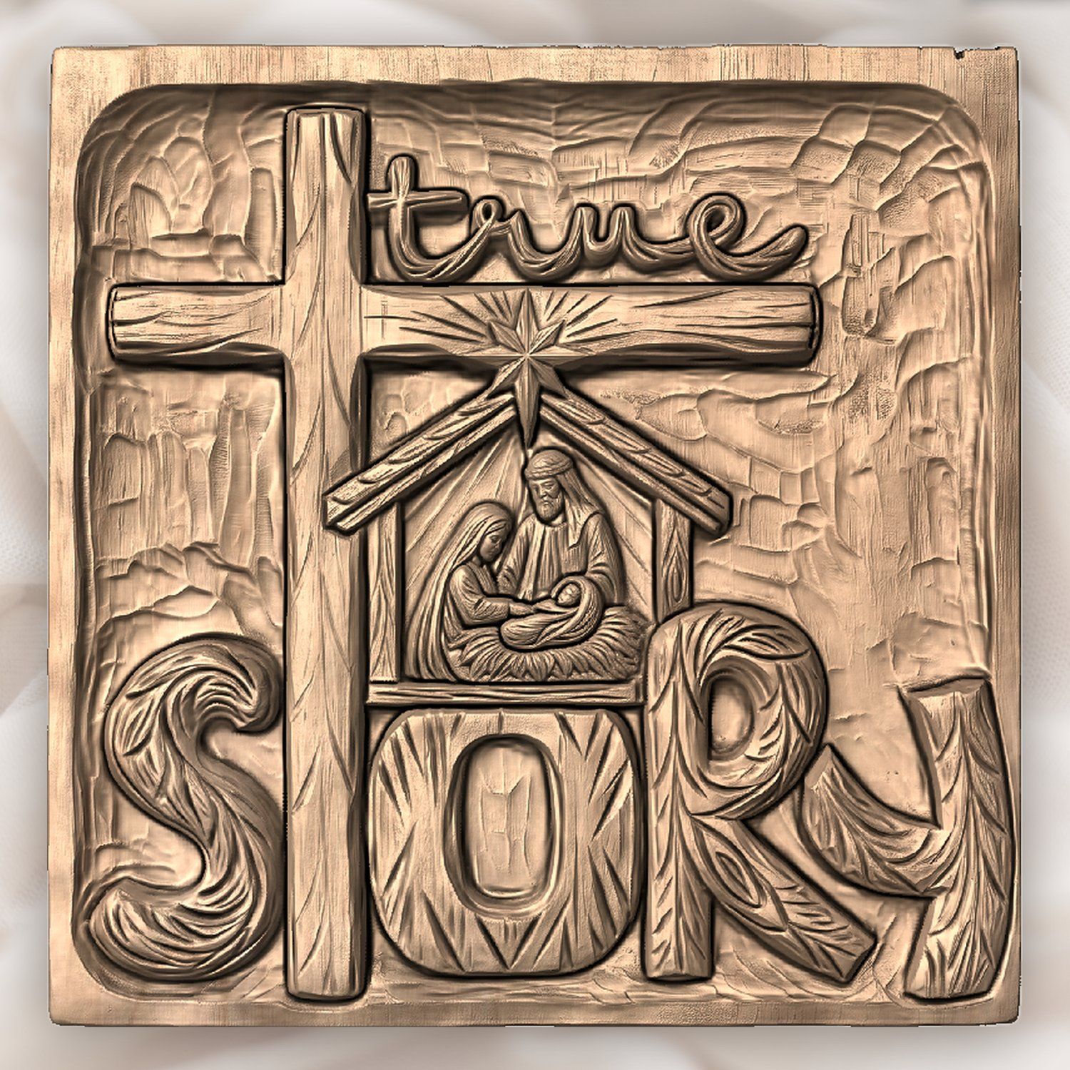 Nativity True Story Cross CNC Relief STL bas-relief STL — view 5