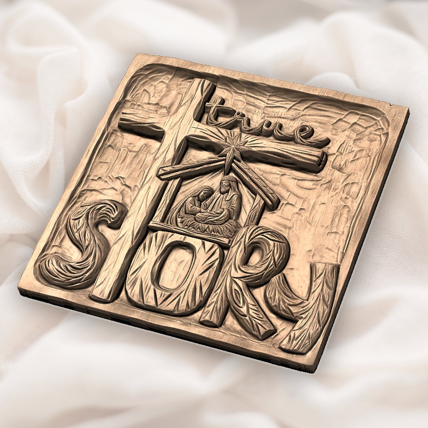 Nativity True Story Cross CNC Relief STL bas-relief STL — view 6