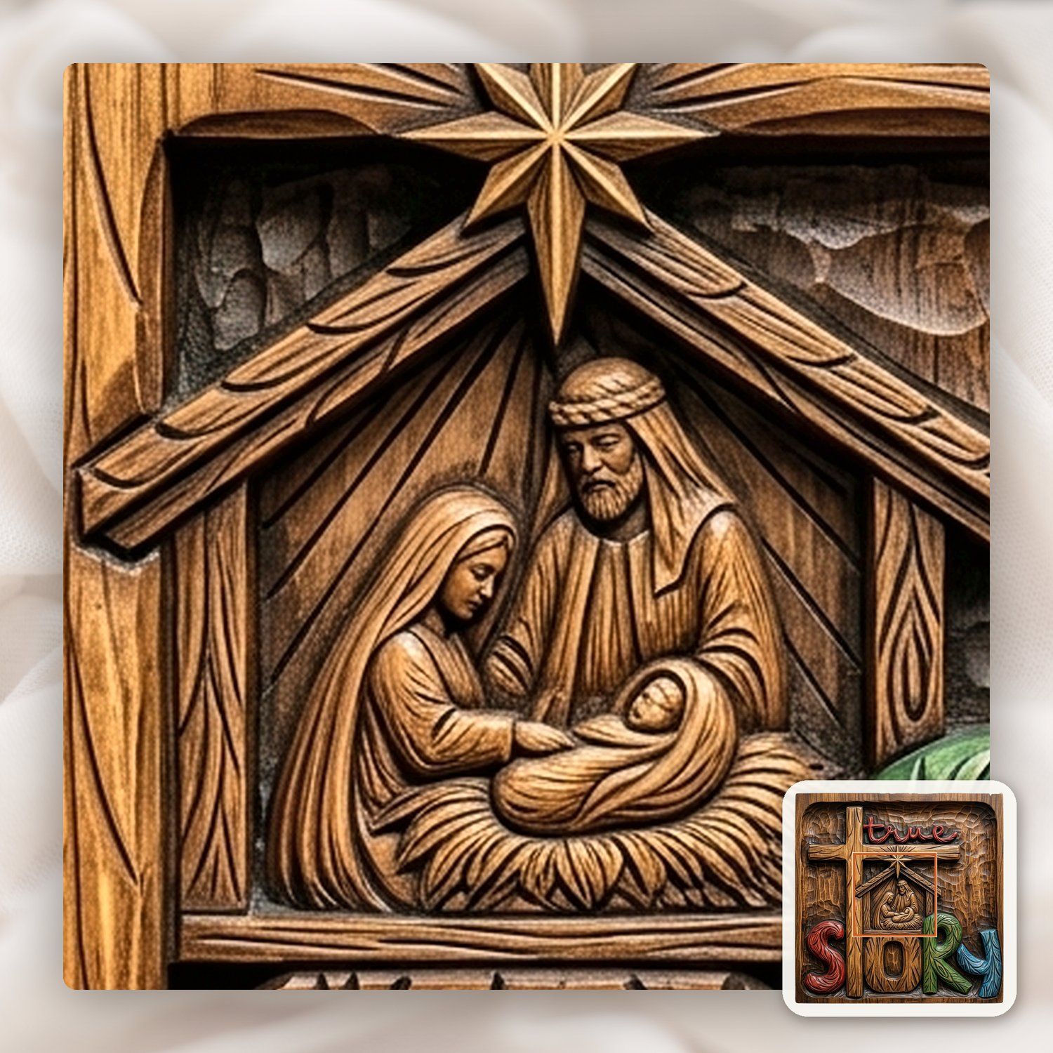 Nativity True Story Cross CNC Relief STL bas-relief STL — view 11