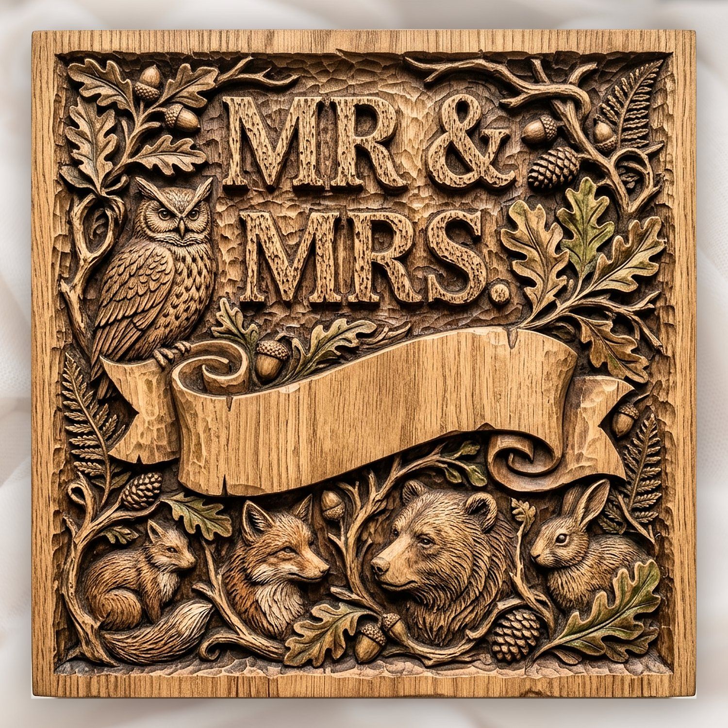 Nature Forest Wedding Mr and Mrs CNC Relief STL bas-relief STL design