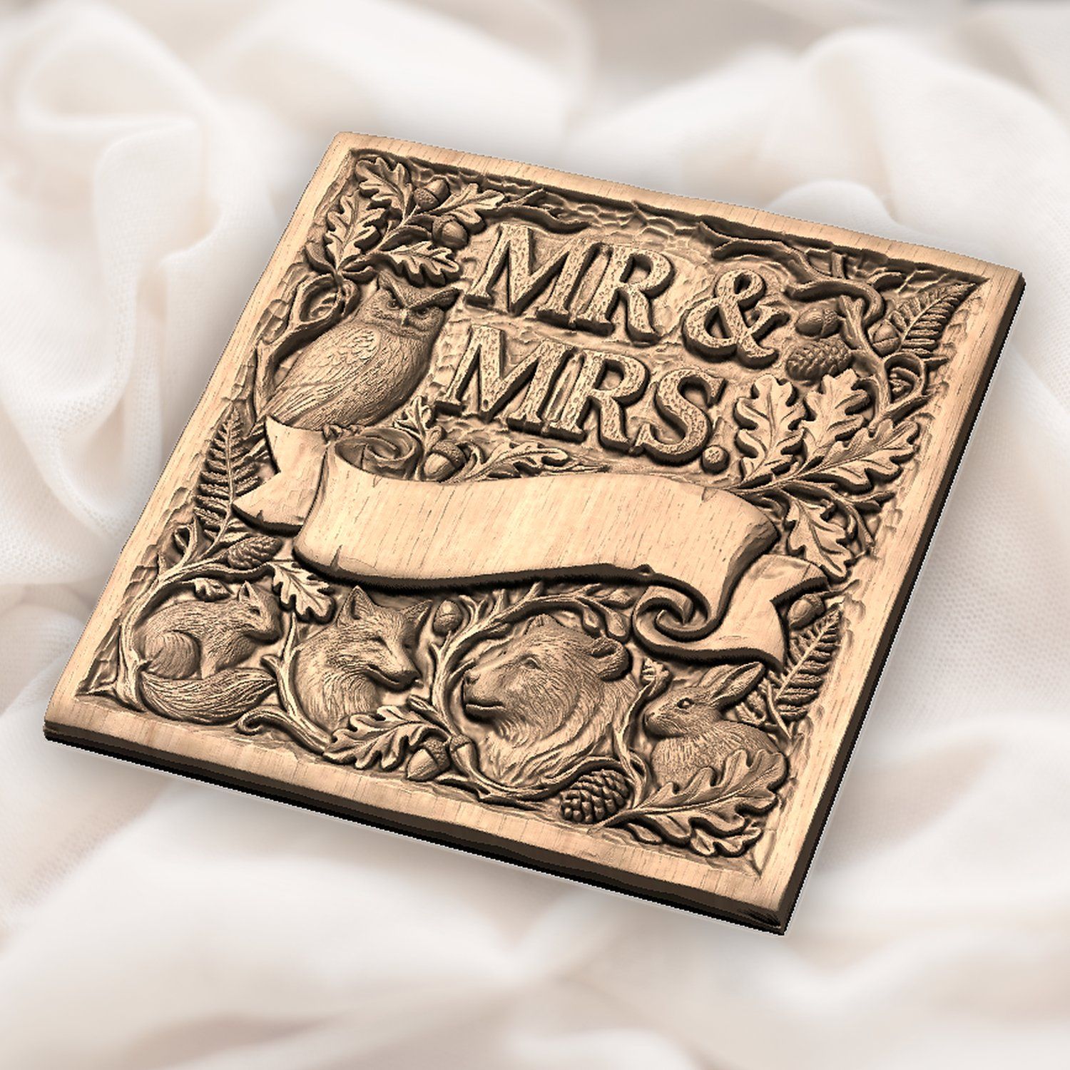 Nature Forest Wedding Mr and Mrs CNC Relief STL bas-relief STL — view 5