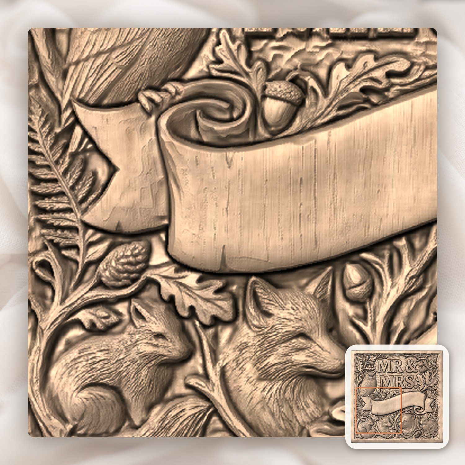 Nature Forest Wedding Mr and Mrs CNC Relief STL bas-relief STL — view 8