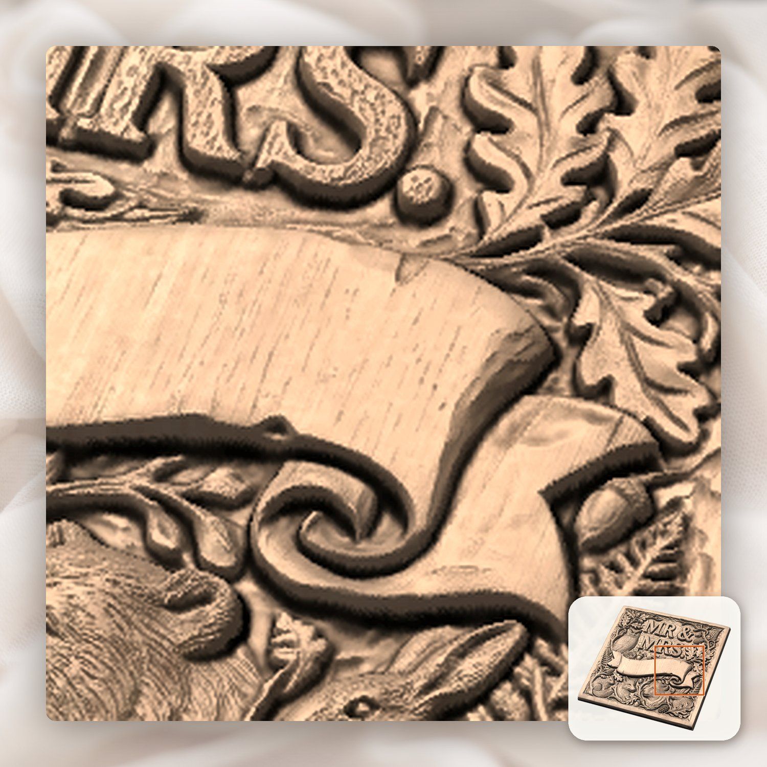 Nature Forest Wedding Mr and Mrs CNC Relief STL bas-relief STL — view 10