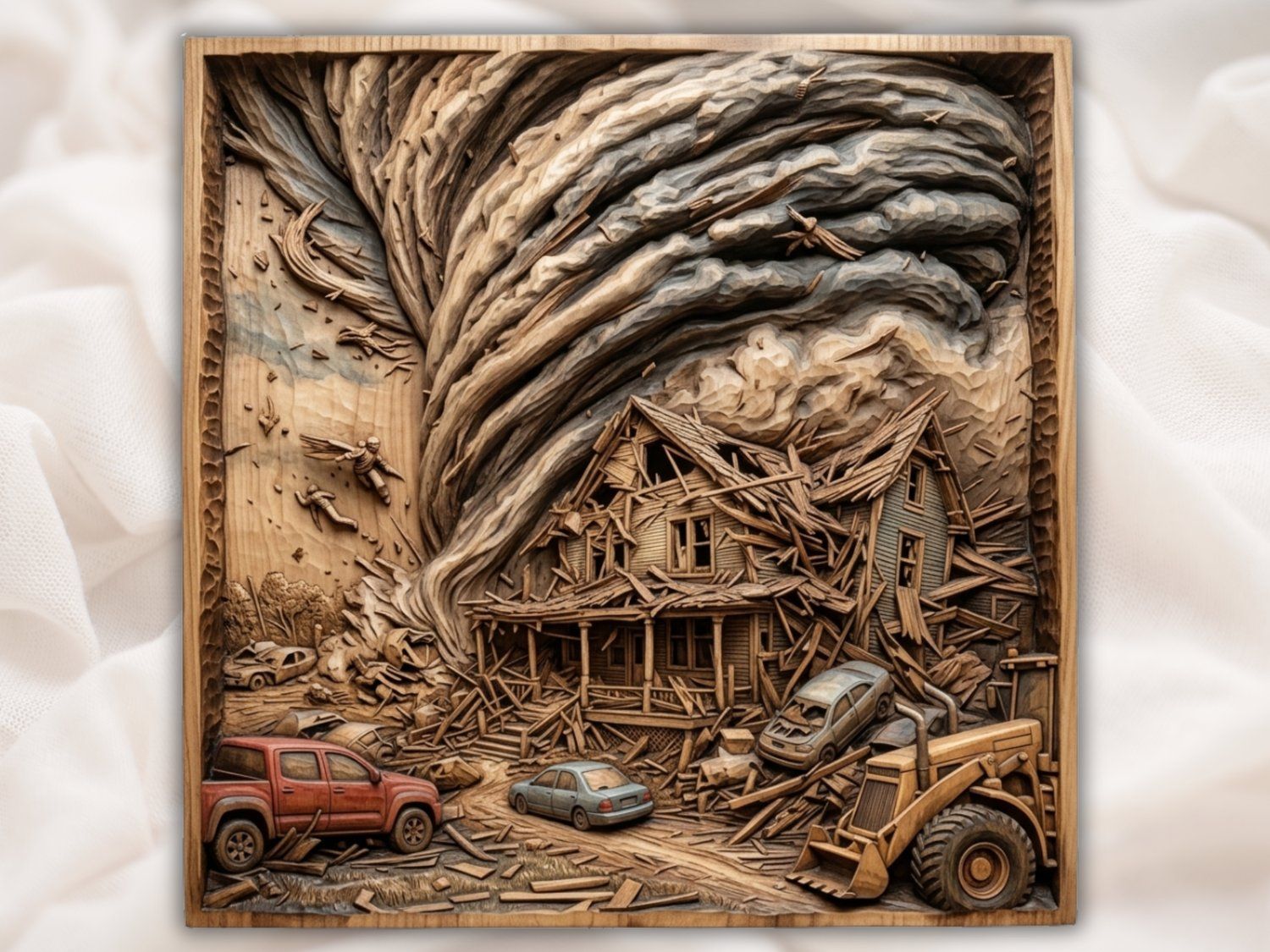 Nature's Fury Tornado Storm Scene CNC Relief STL bas-relief STL — view 2