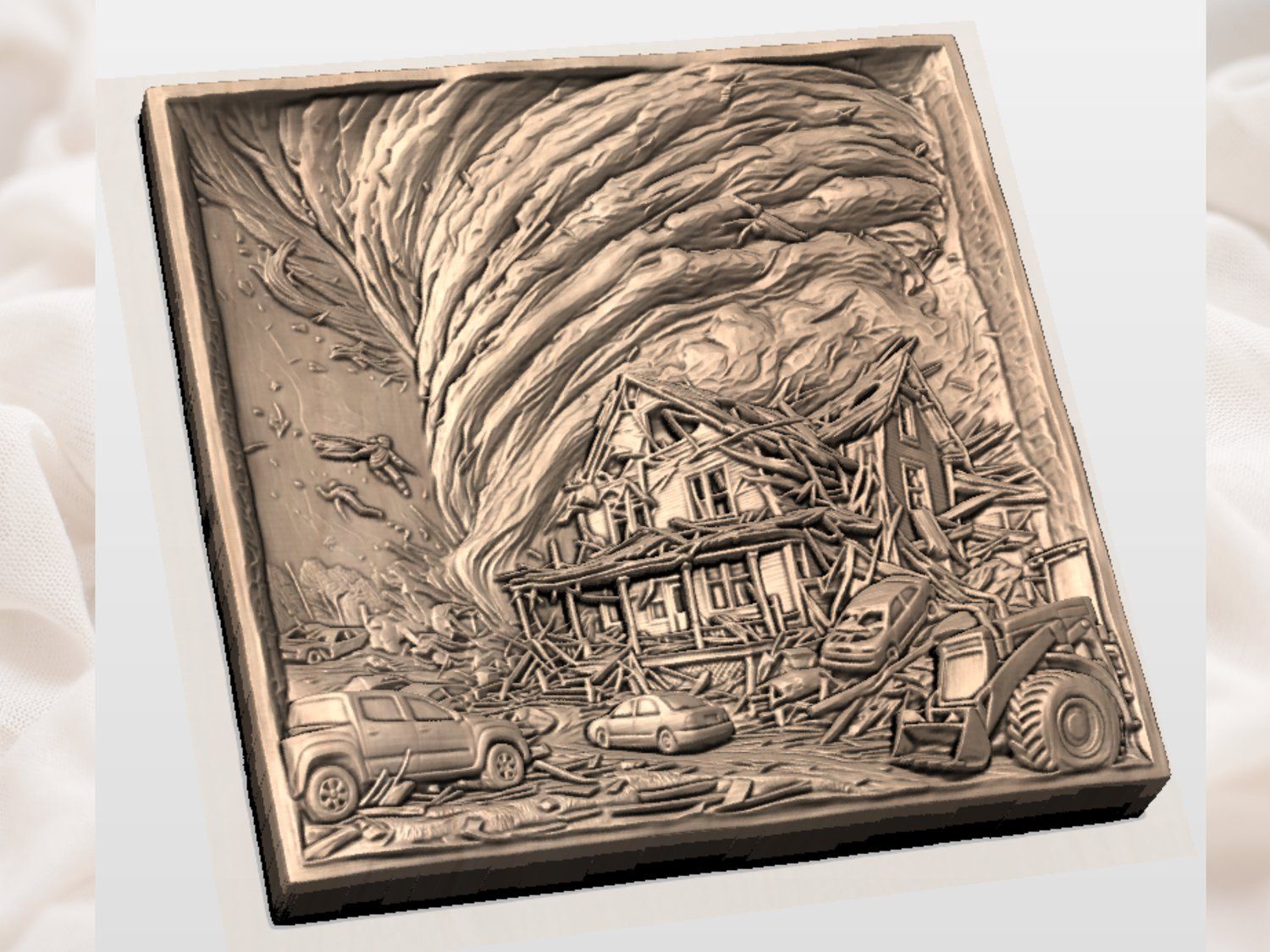 Nature's Fury Tornado Storm Scene CNC Relief STL bas-relief STL — view 4