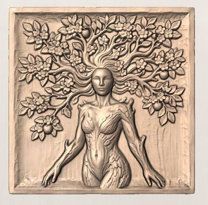 Nature Spirit Wall Art Panel bas-relief STL — view 10