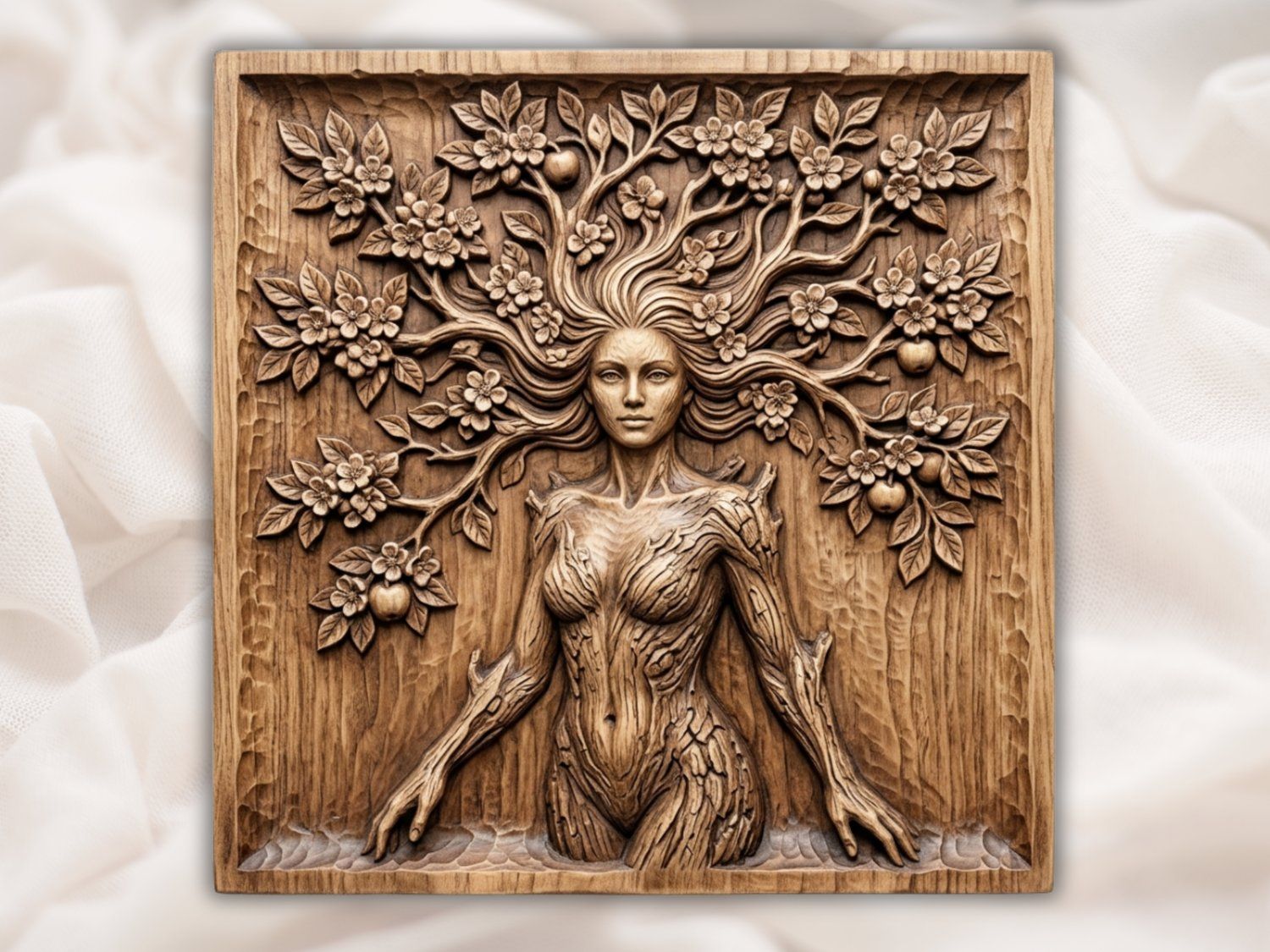 Nature Spirit Wall Art Panel bas-relief STL — view 2