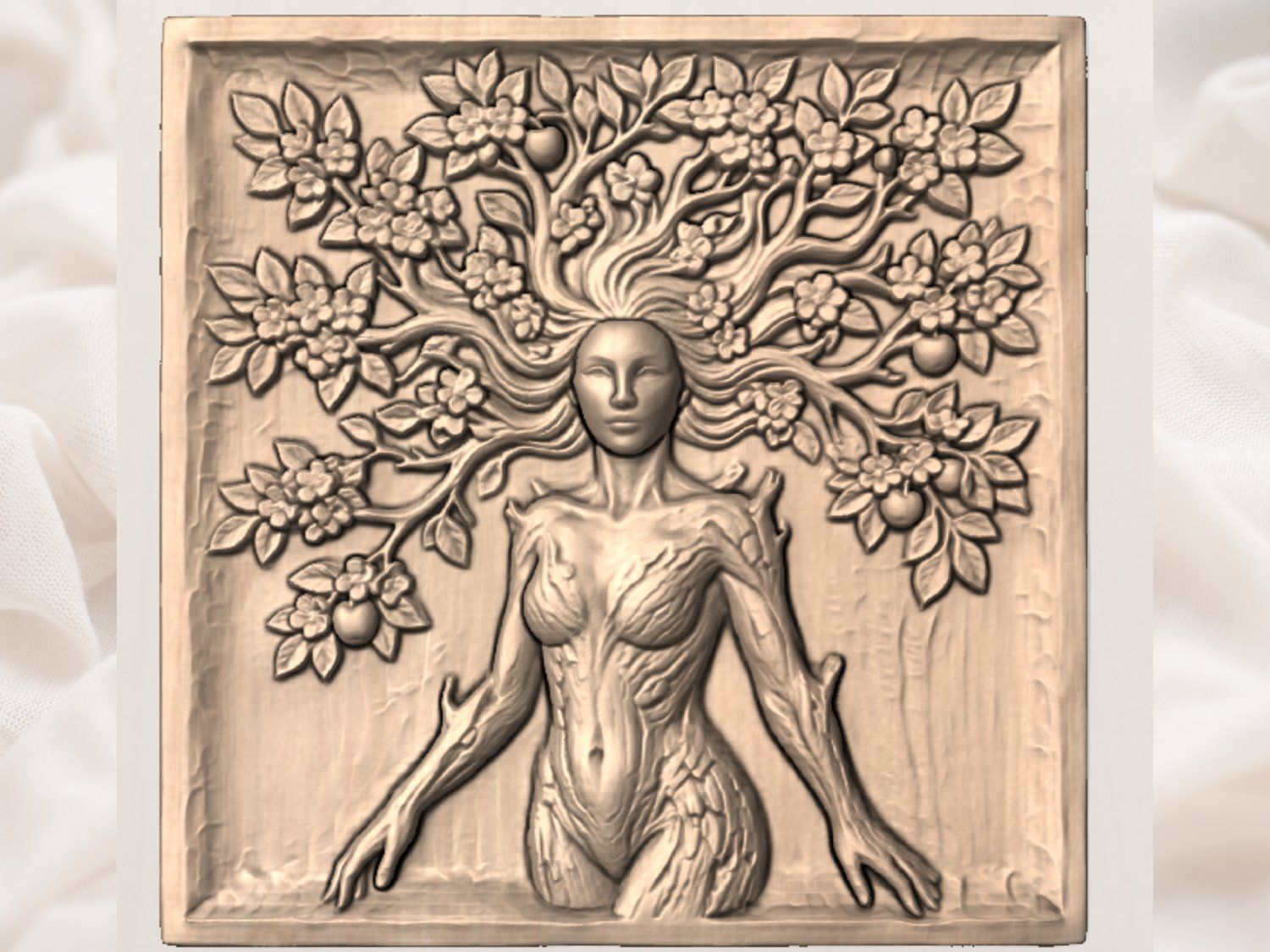 Nature Spirit Wall Art Panel bas-relief STL — view 3