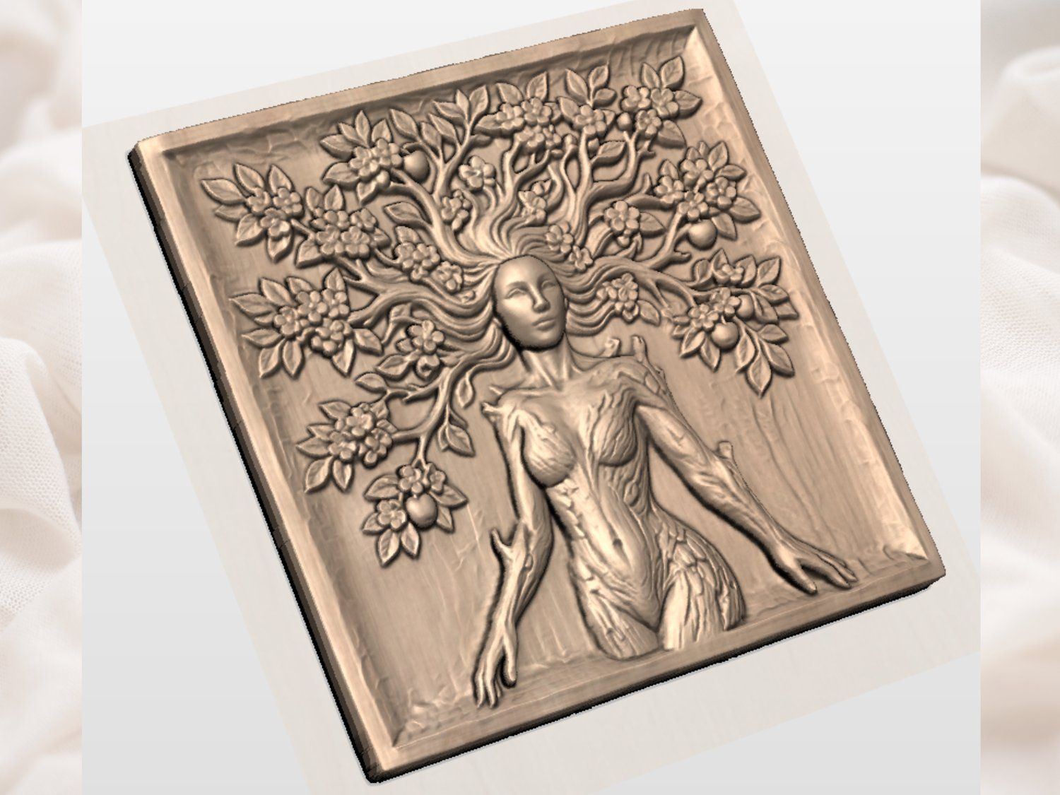 Nature Spirit Wall Art Panel bas-relief STL — view 4