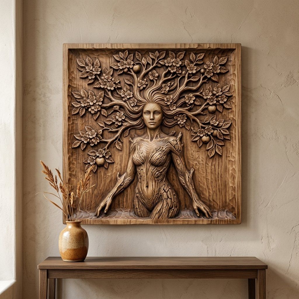 Nature Spirit Wall Art Panel bas-relief STL — view 6