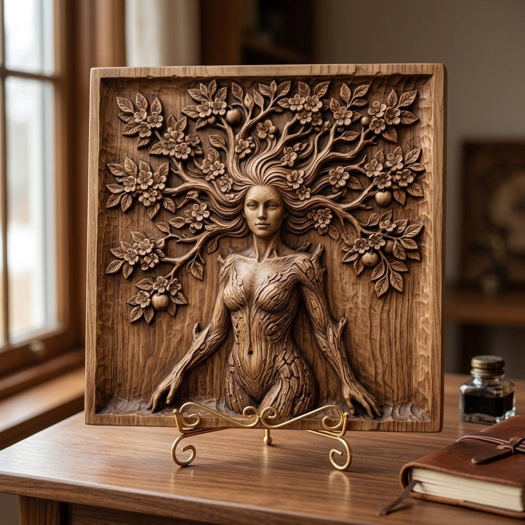 Nature Spirit Wall Art Panel bas-relief STL — view 7