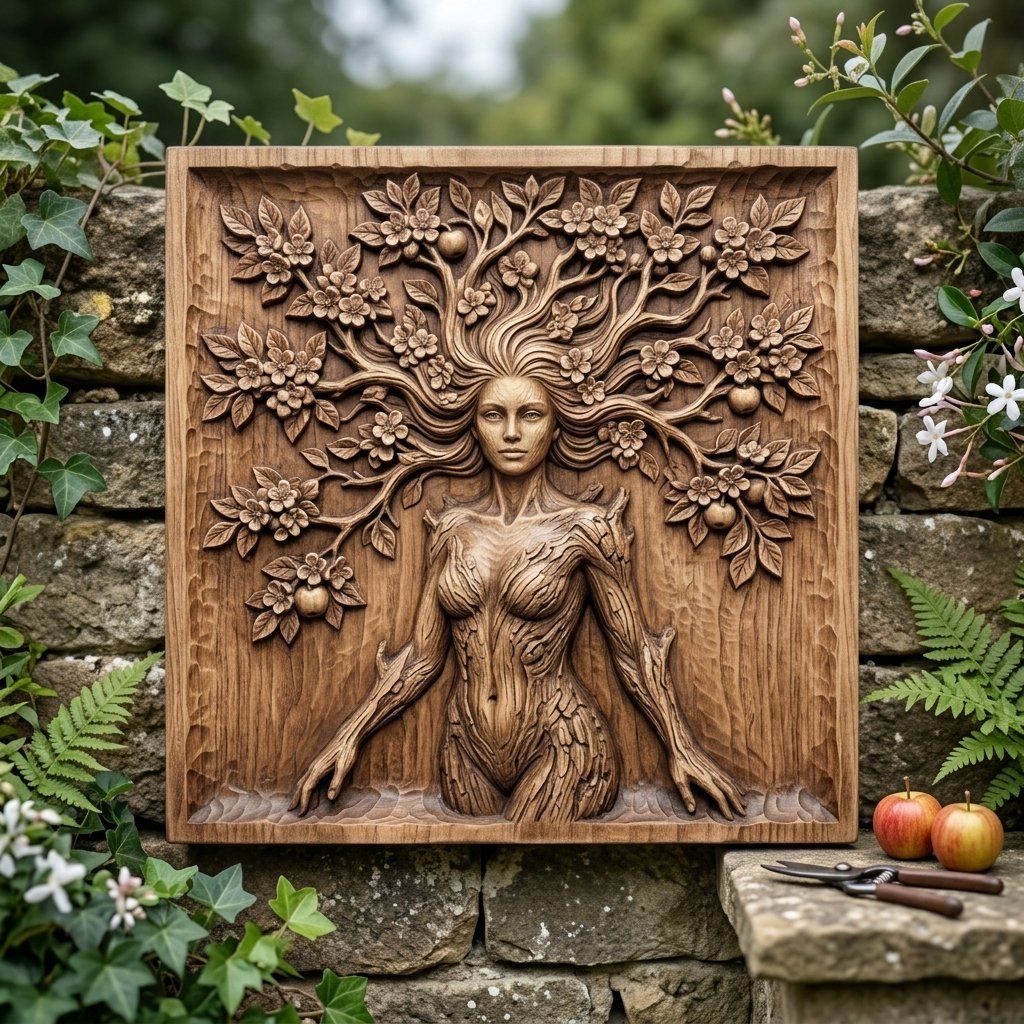 Nature Spirit Wall Art Panel bas-relief STL — view 8