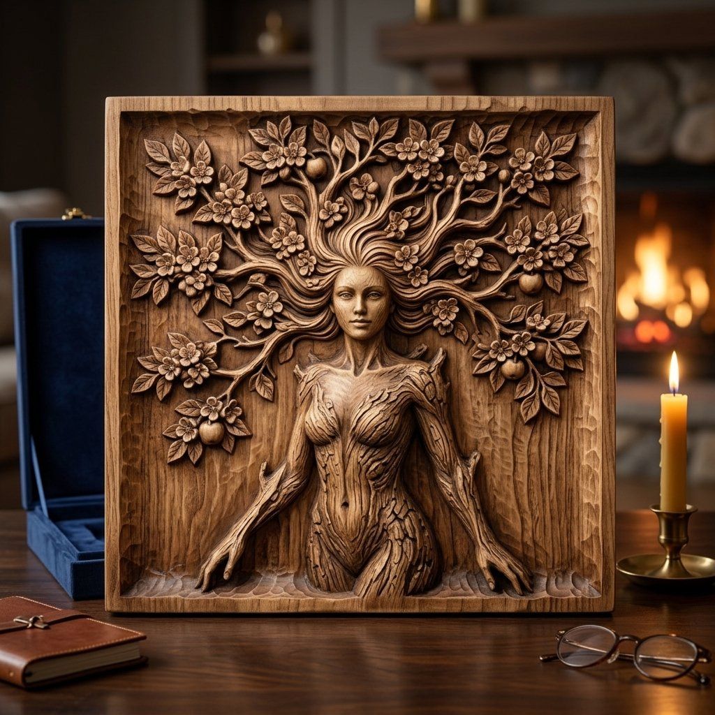 Nature Spirit Wall Art Panel bas-relief STL — view 9
