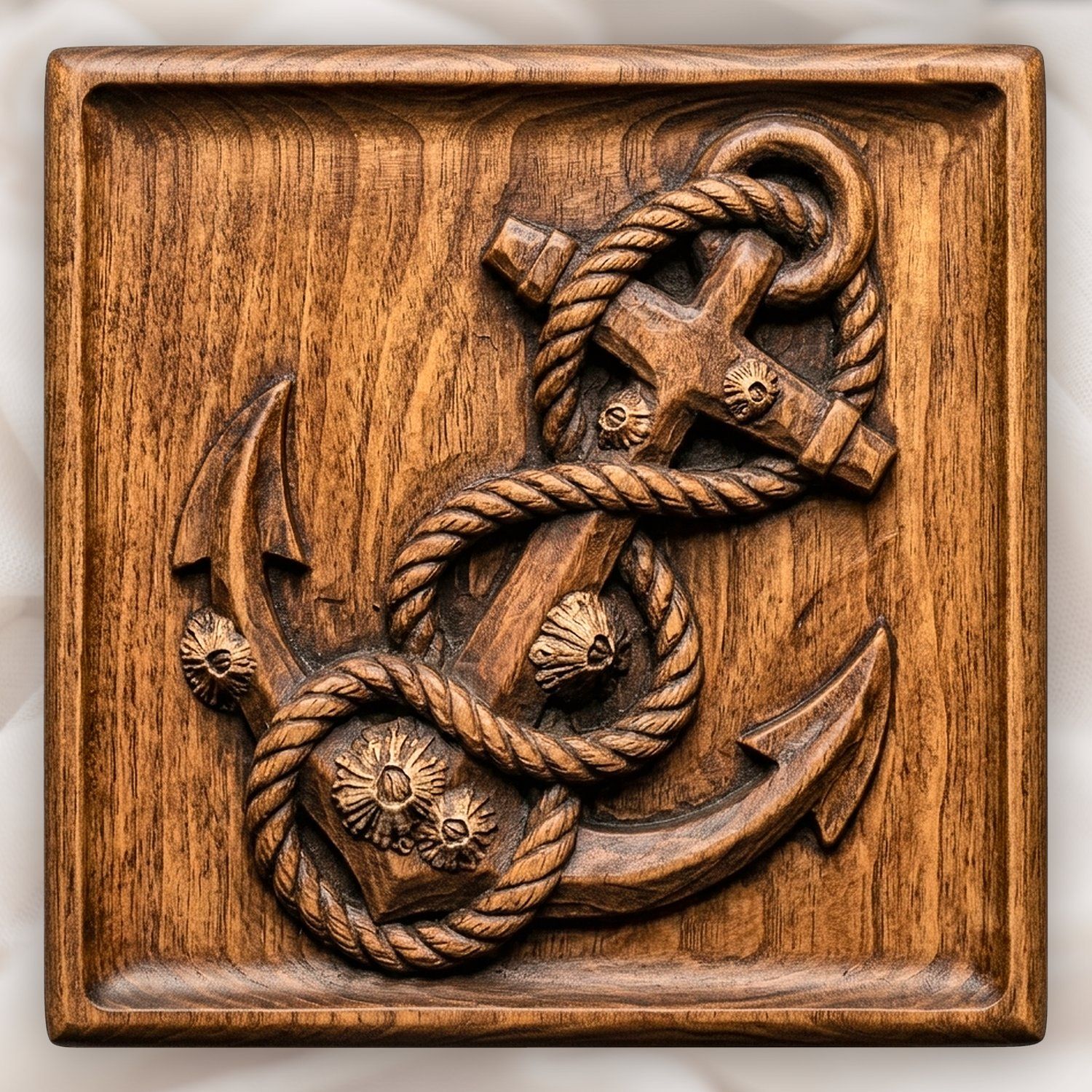 Nautical Anchor and Barnacle CNC Relief STL bas-relief STL design