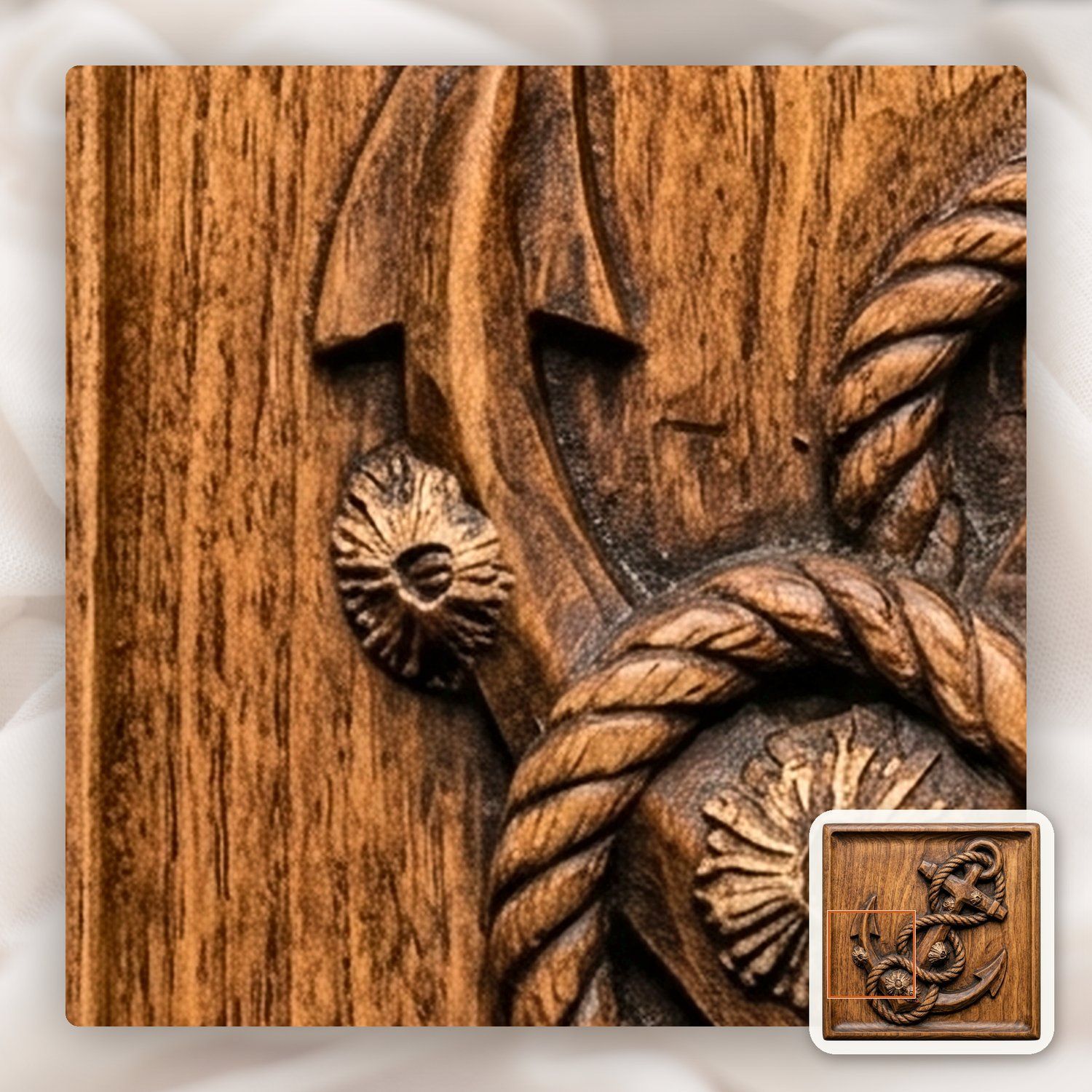 Nautical Anchor and Barnacle CNC Relief STL bas-relief STL — view 11
