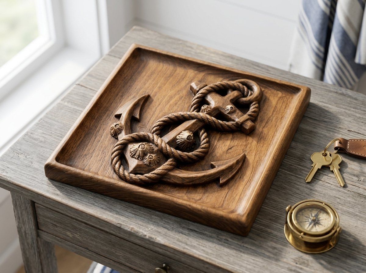 Nautical Anchor and Barnacle CNC Relief STL bas-relief STL — view 12