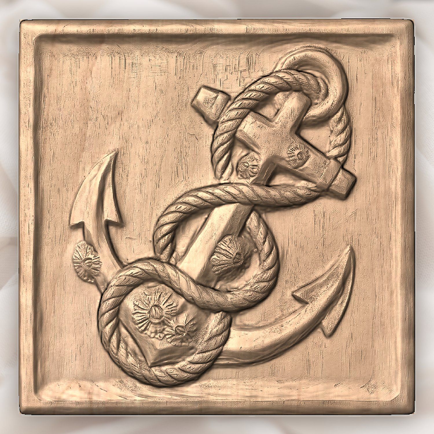 Nautical Anchor and Barnacle CNC Relief STL bas-relief STL — view 4