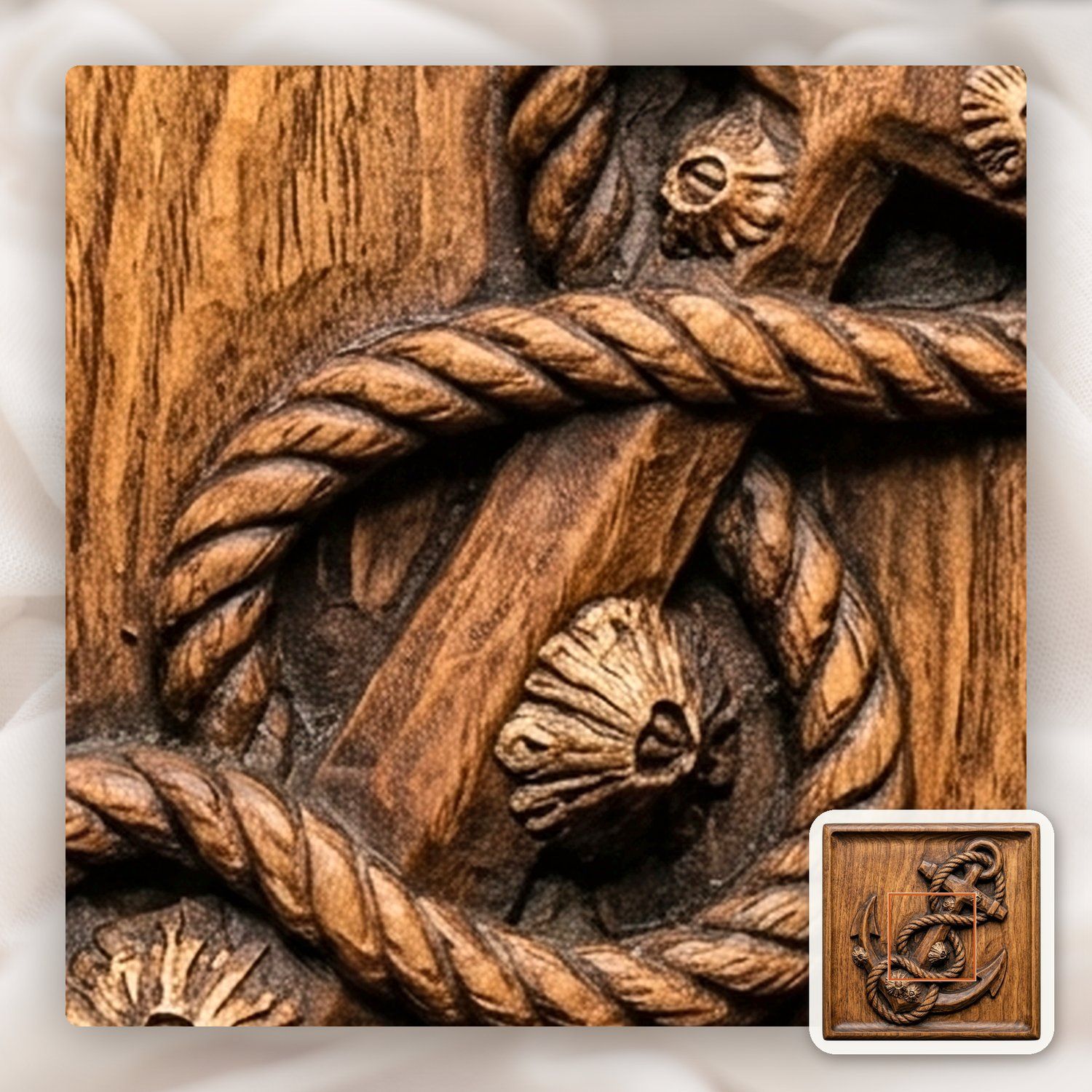 Nautical Anchor and Barnacle CNC Relief STL bas-relief STL — view 10
